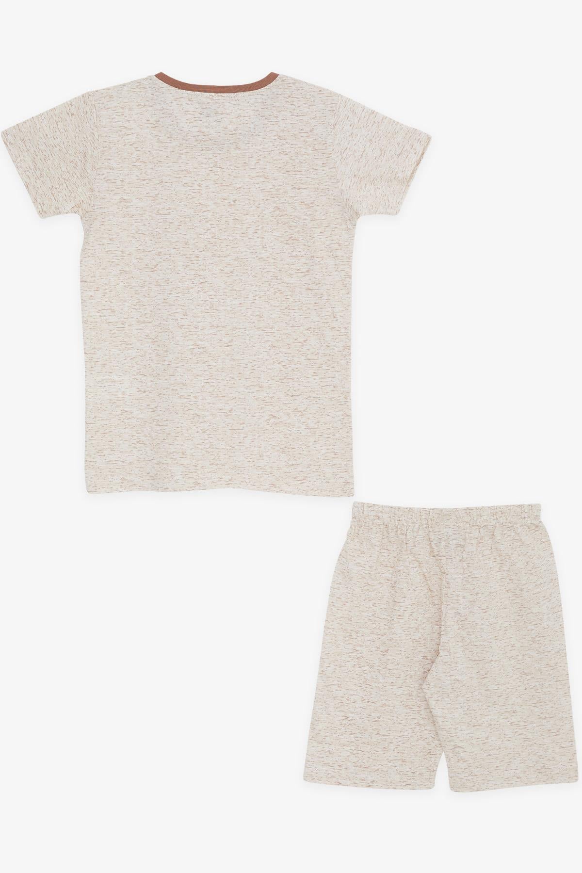 Breeze Erkek Çocuk Pijama Takımı Desenli Bej Melanj (4-8 Yaş)