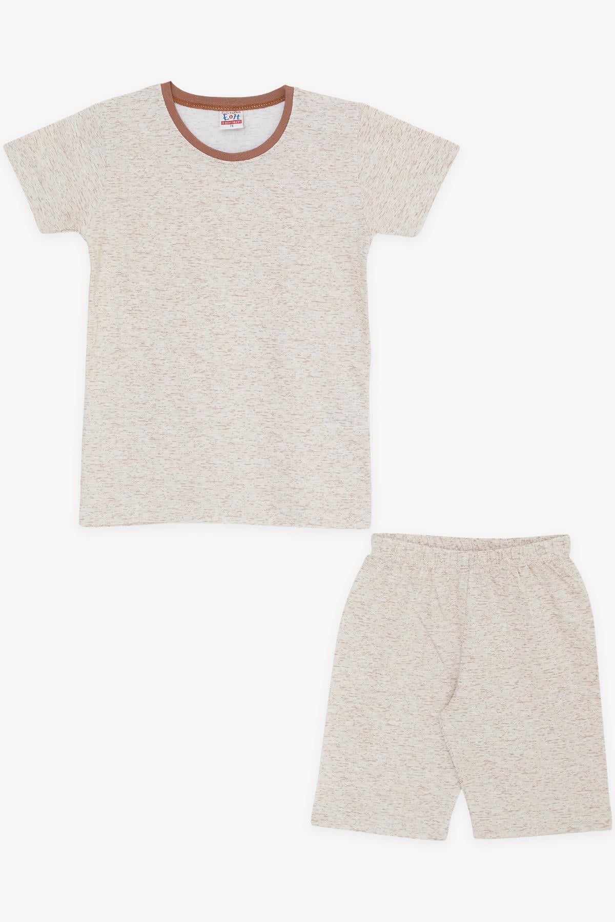 Breeze Erkek Çocuk Pijama Takımı Desenli Bej Melanj (4-8 Yaş)