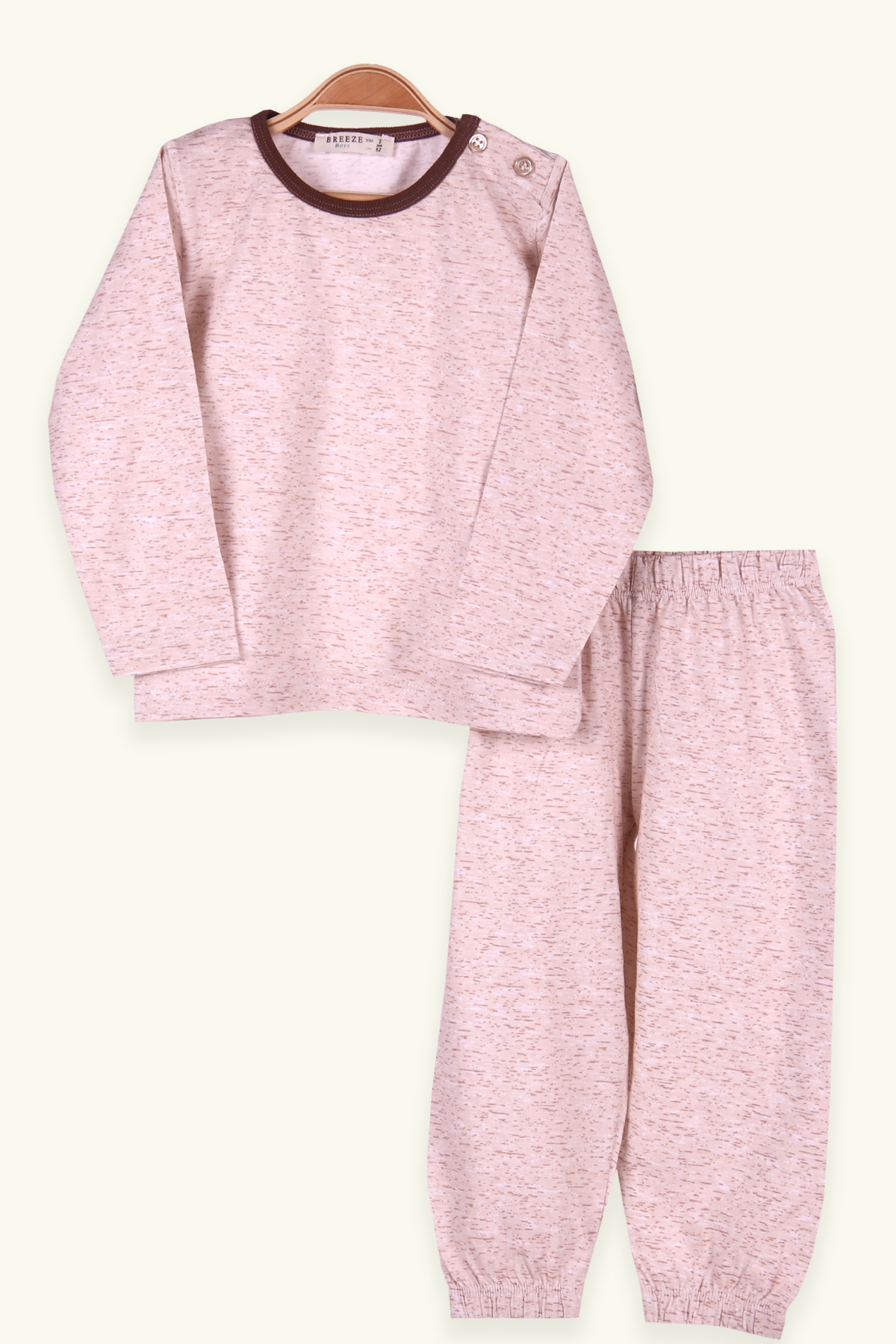 Breeze Erkek Çocuk Pijama Takımı Desenli Krem (2-6 Yaş)