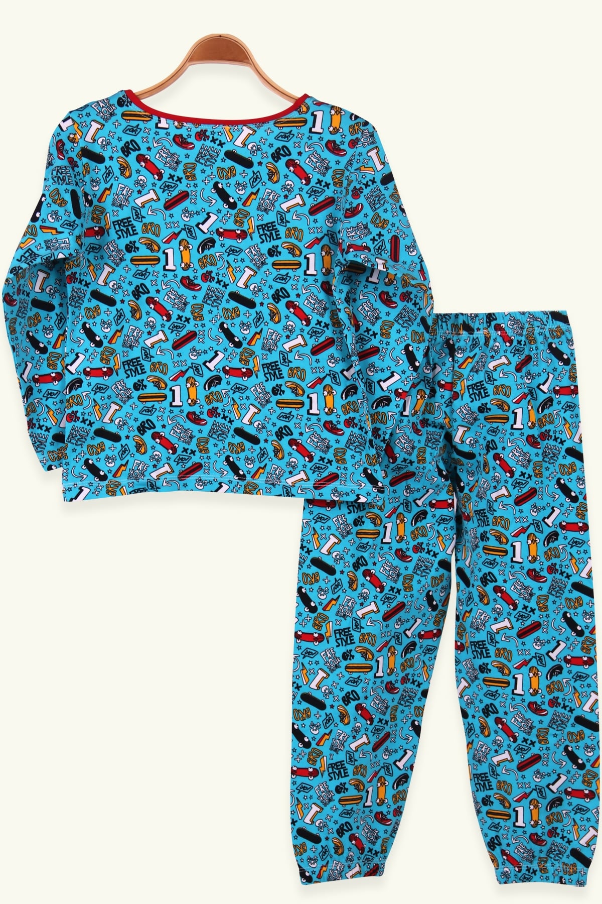 Breeze Erkek Çocuk Pijama Takımı Desenli Turkuaz (6-10 Yaş)