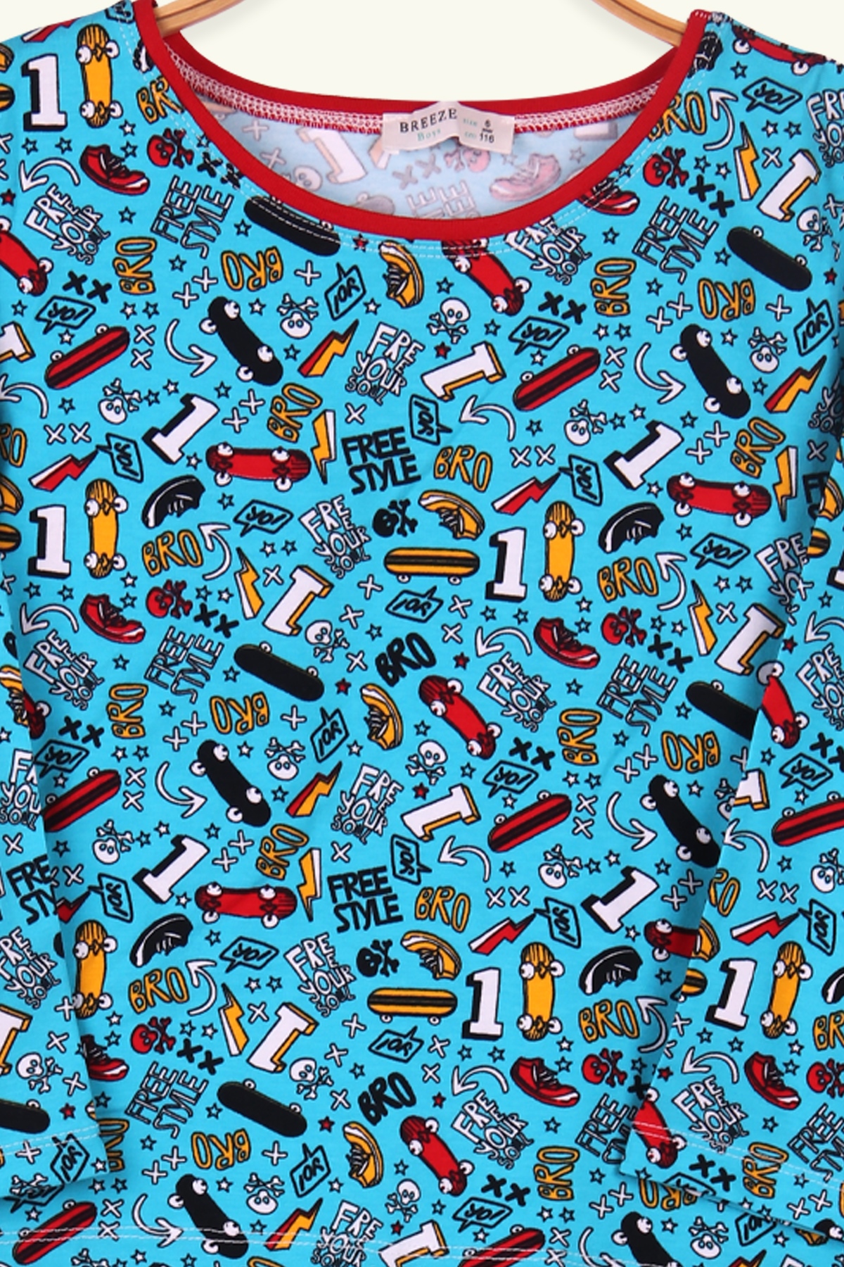 Breeze Erkek Çocuk Pijama Takımı Desenli Turkuaz (6-10 Yaş)