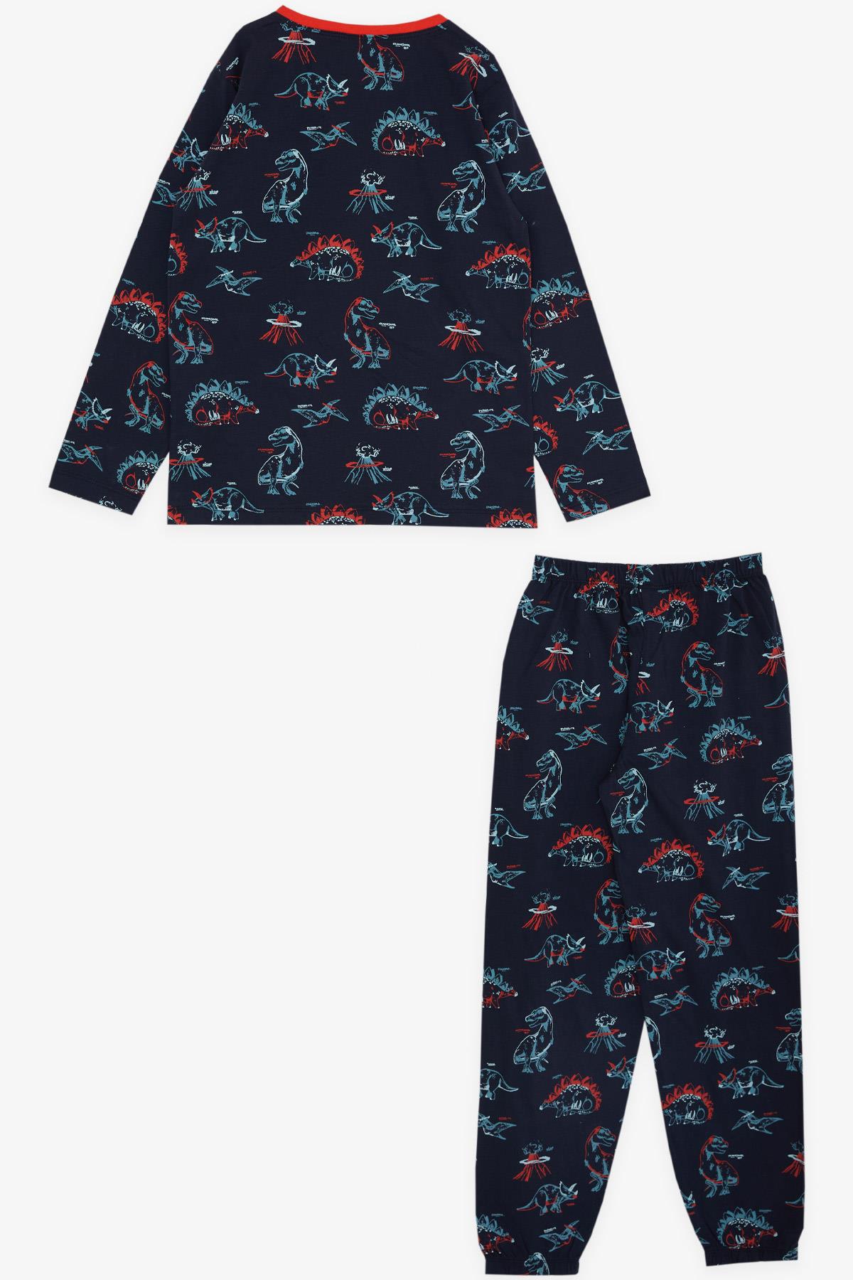 Breeze Erkek Çocuk Pijama Takımı Dinazor Desenli Lacivert (9-12 Yaş)