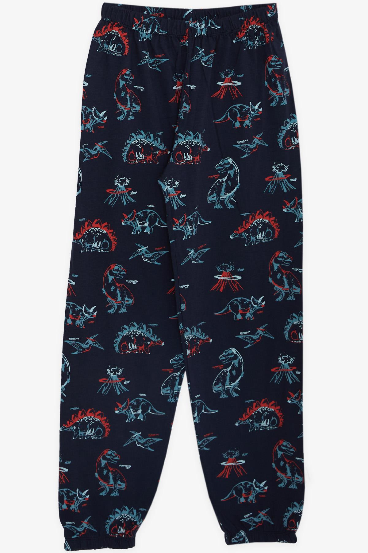 Breeze Erkek Çocuk Pijama Takımı Dinazor Desenli Lacivert (9-12 Yaş)