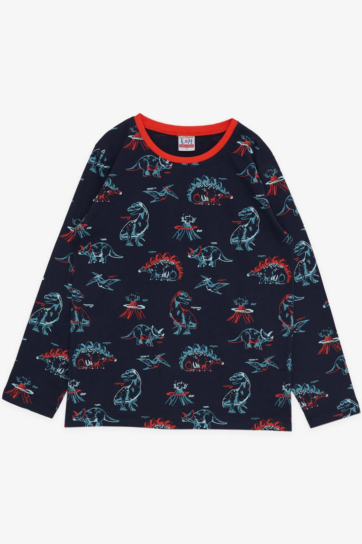 Breeze Erkek Çocuk Pijama Takımı Dinazor Desenli Lacivert (9-12 Yaş)