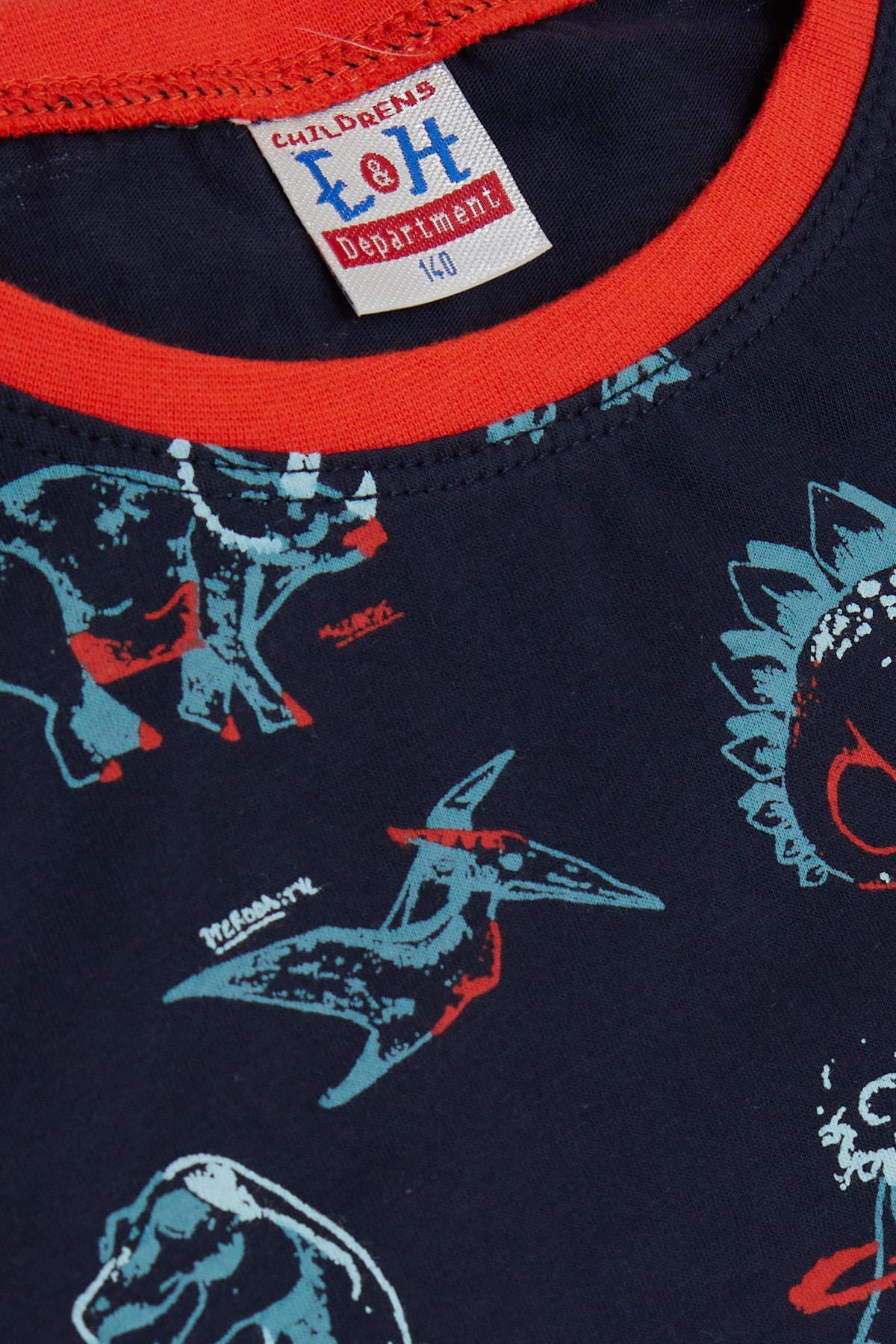 Breeze Erkek Çocuk Pijama Takımı Dinazor Desenli Lacivert (9-12 Yaş)