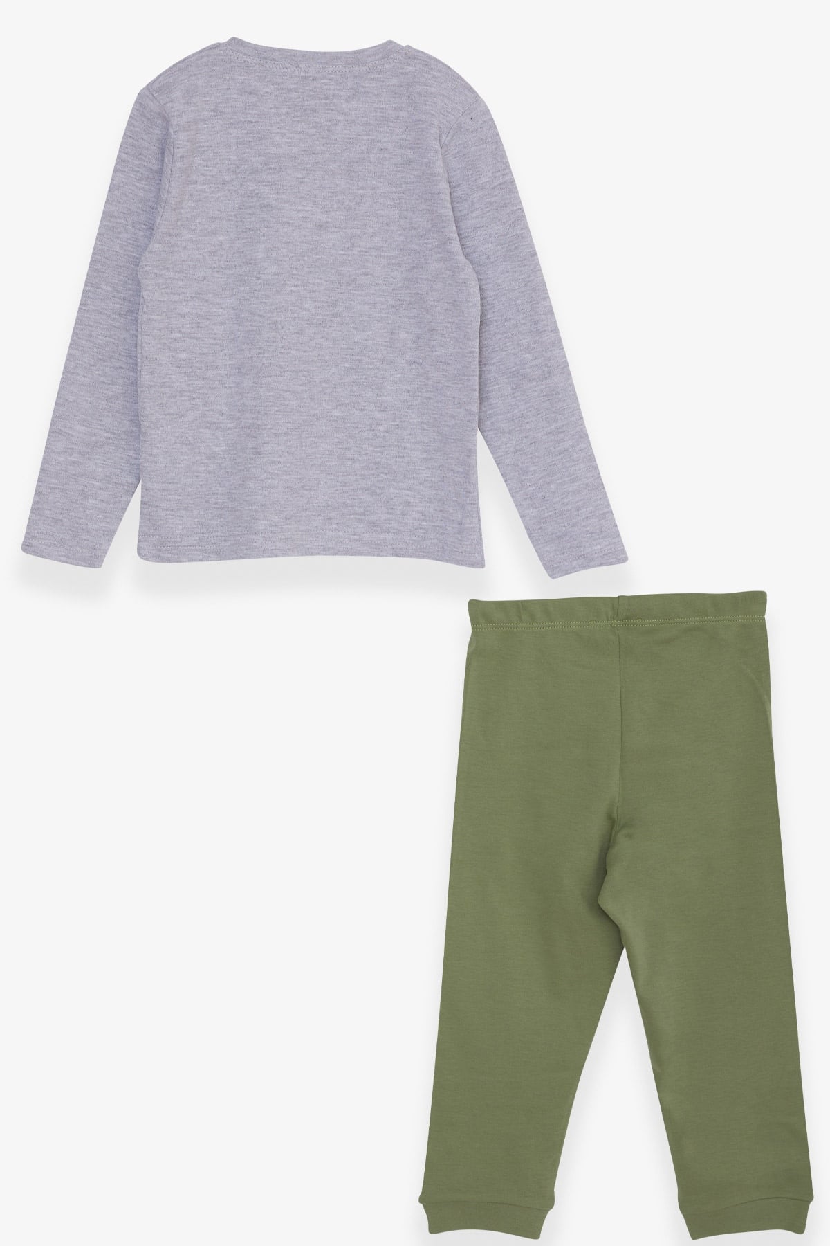 Breeze Erkek Çocuk Pijama Takımı Dinozor Baskılı Gri Melanj (1.5-5 Yaş)