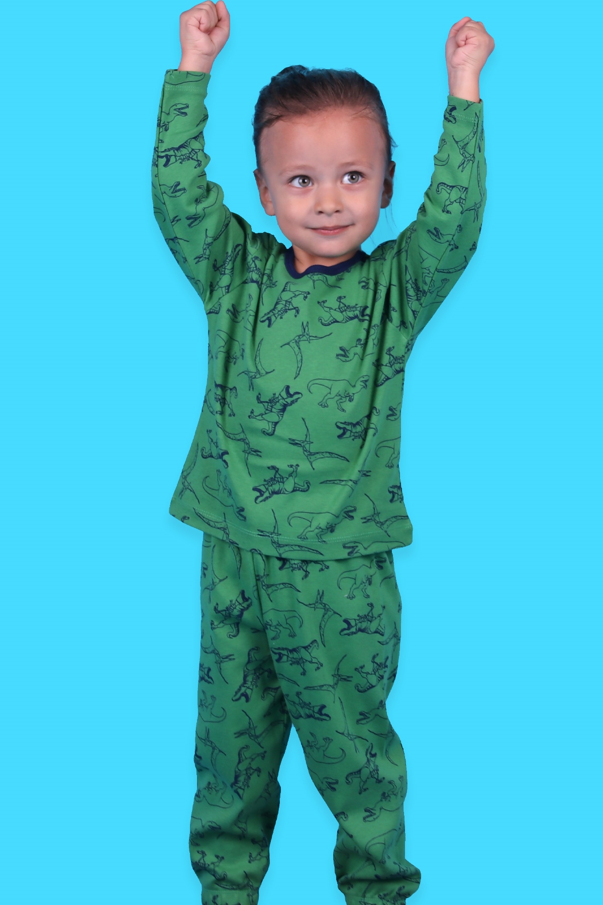 Breeze Erkek Çocuk Pijama Takımı Dinozor Desenli Yeşil (2-6 Yaş)