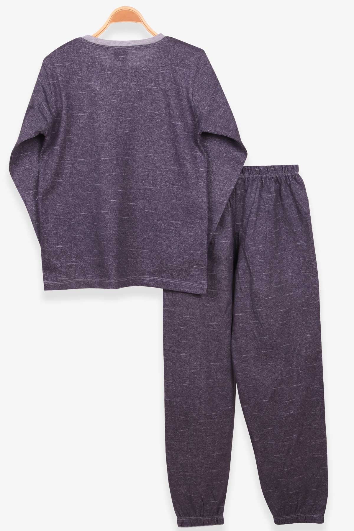 Breeze Erkek Çocuk Pijama Takımı Düz Renk Füme (9-14 Yaş)