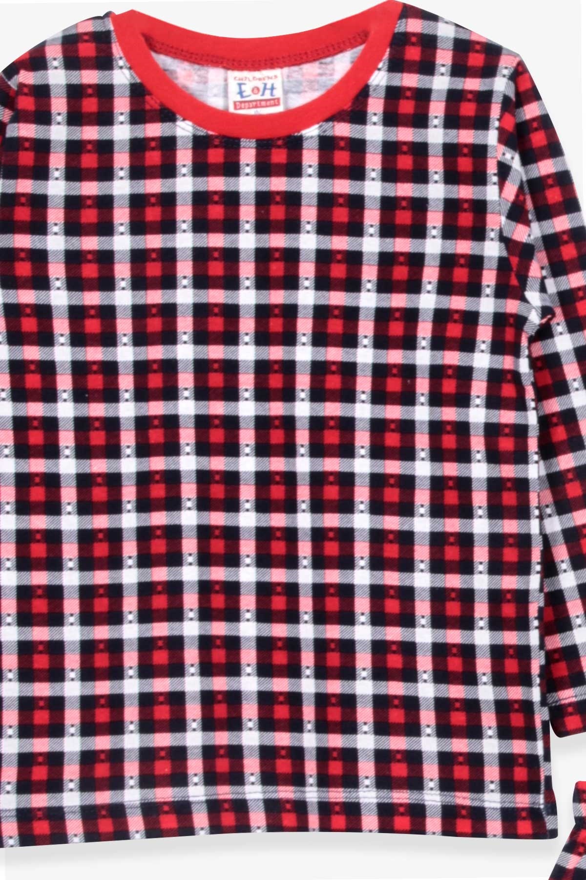 Breeze Erkek Çocuk Pijama Takımı Ekose Desenli Kırmızı (4-8 Yaş)