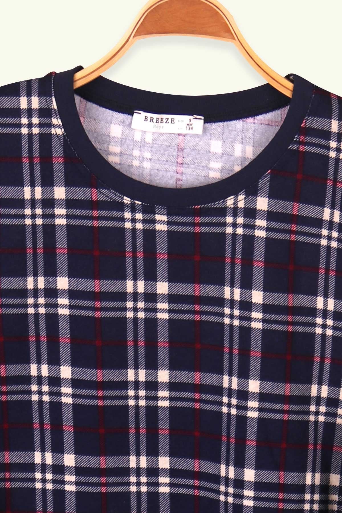 Breeze Erkek Çocuk Pijama Takımı Ekoseli Lacivert (9-12 Yaş)