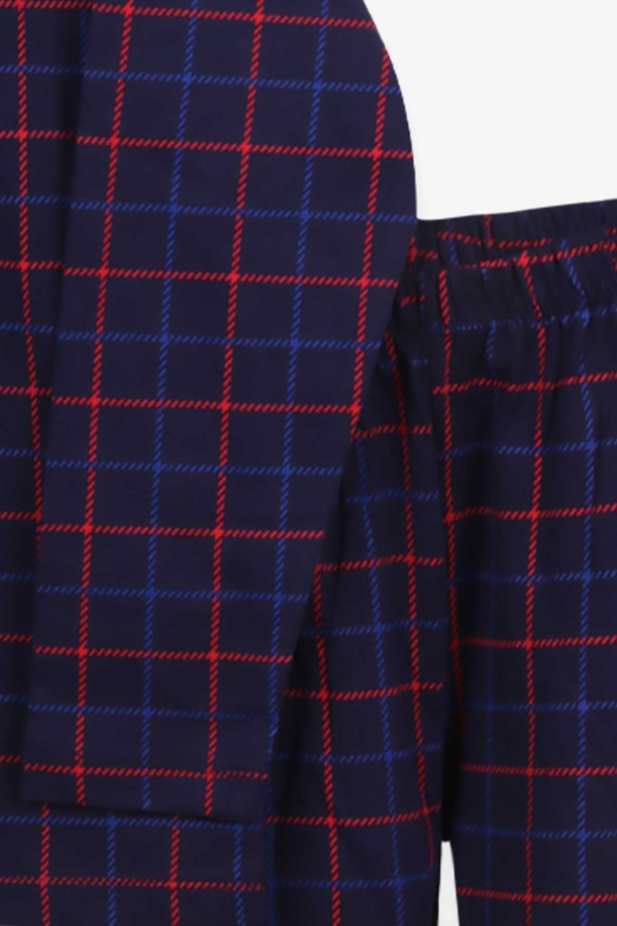 Breeze Erkek Çocuk Pijama Takımı Ekoseli Lacivert (9-14 Yaş)
