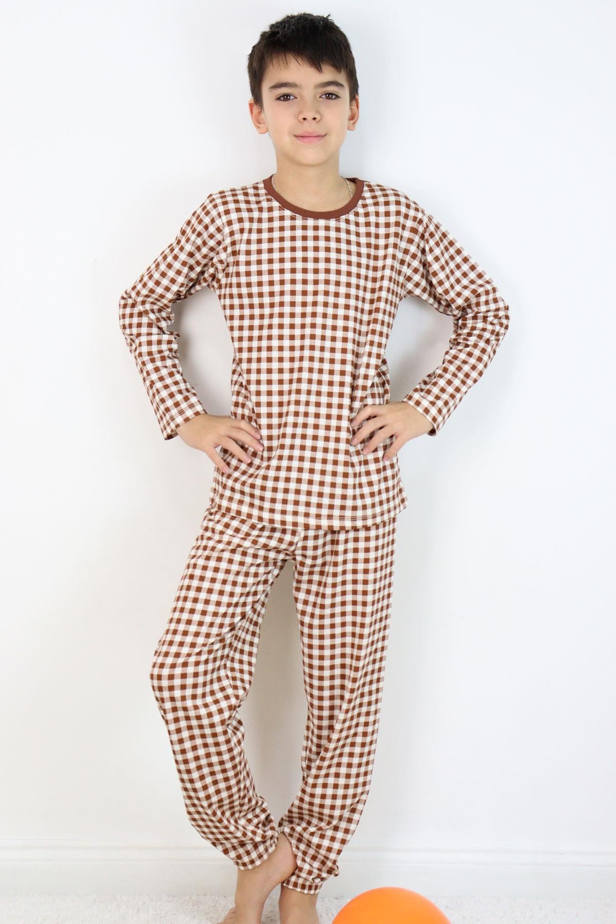 Breeze Erkek Çocuk Pijama Takımı Ekose Desenli Karışık Renk (9-12 Yaş)