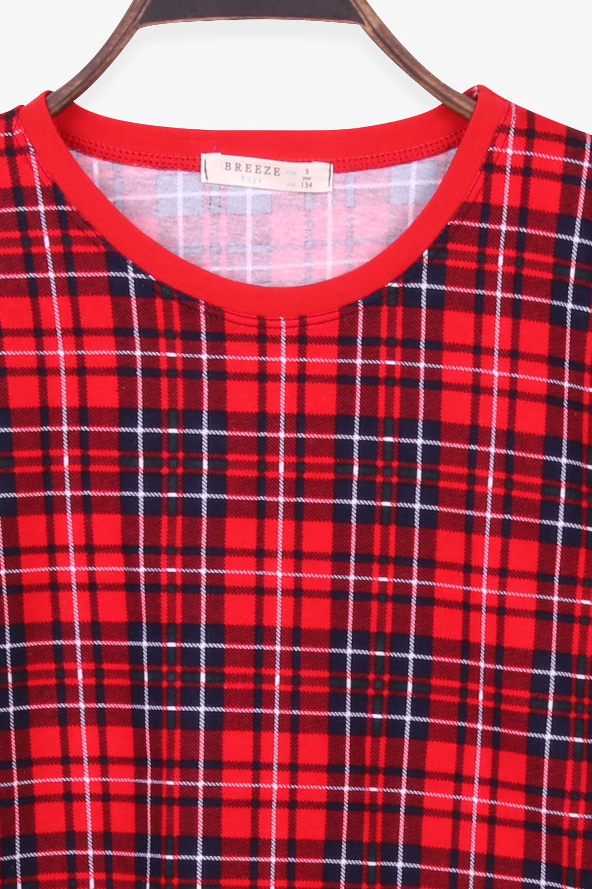 Breeze Erkek Çocuk Pijama Takımı Ekoseli Kırmızı (9-12 Yaş)