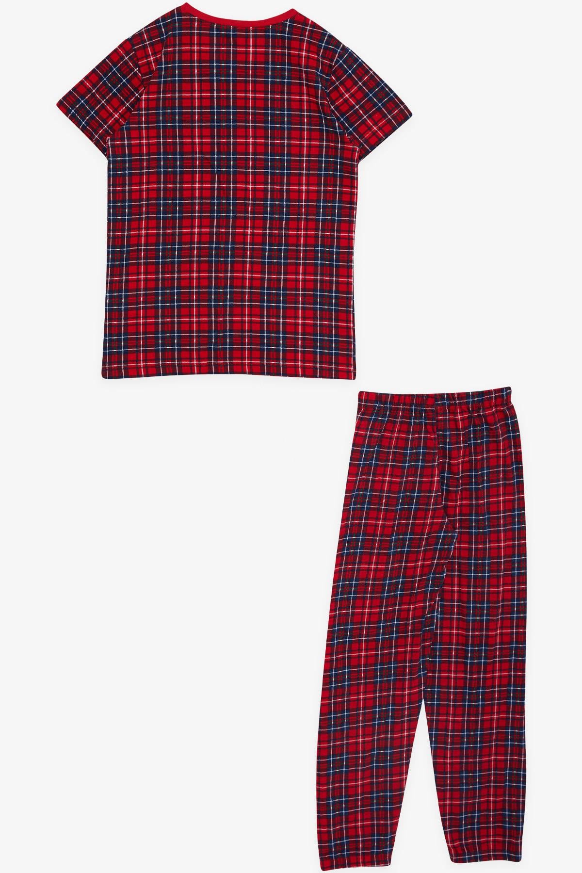 Breeze Erkek Çocuk Pijama Takımı Ekose Desenli Kırmızı (4-8 Yaş)