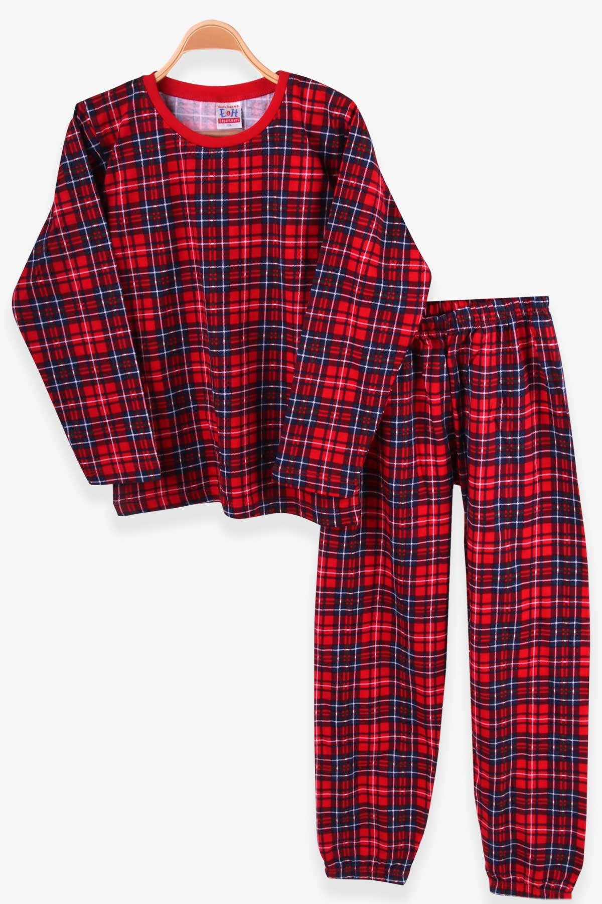 Breeze Erkek Çocuk Pijama Takımı Ekose Desenli Kırmızı (9-12 Yaş)