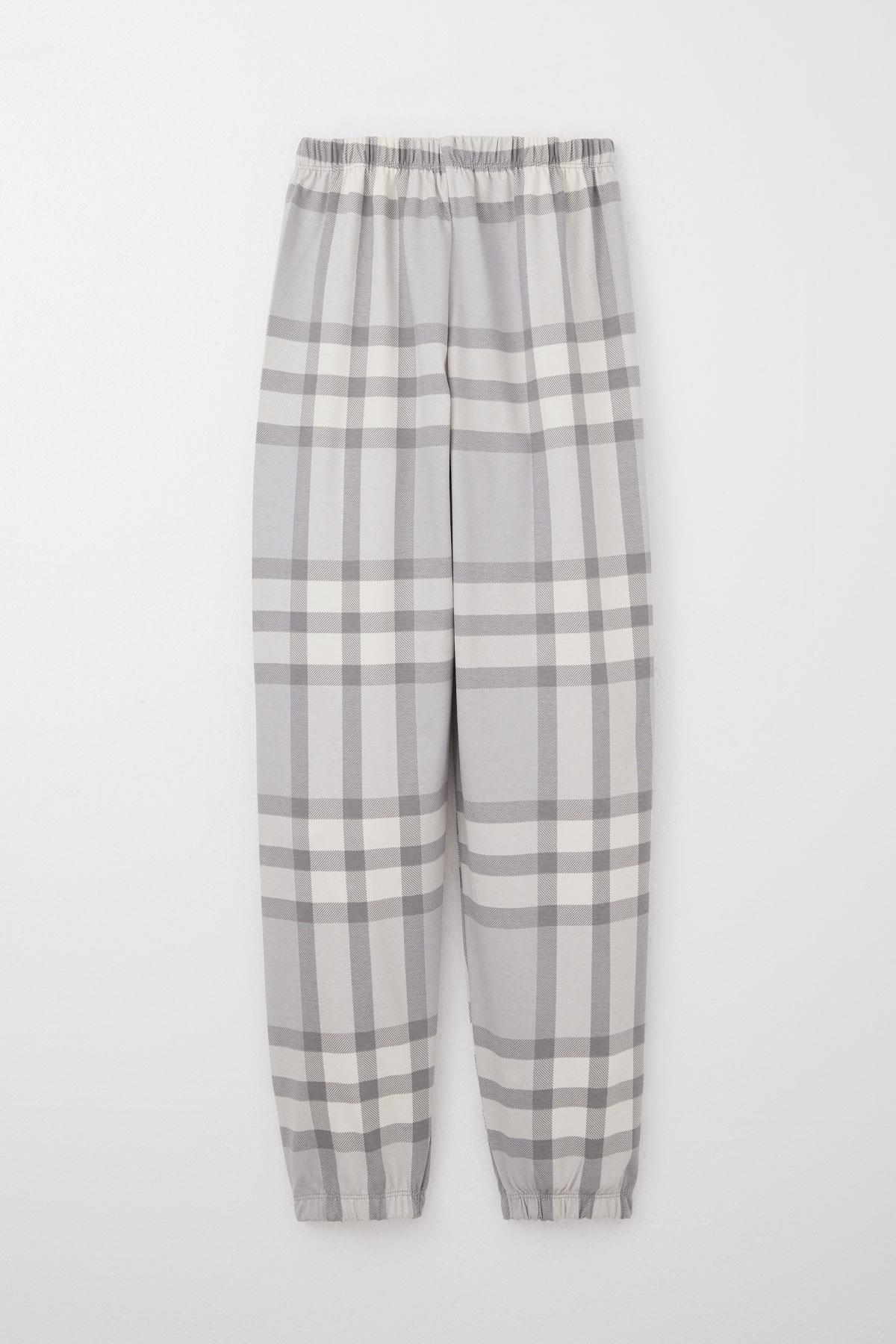 Breeze Erkek Çocuk Pijama Takımı Ekose Desenli Gri (9-12 Yaş)