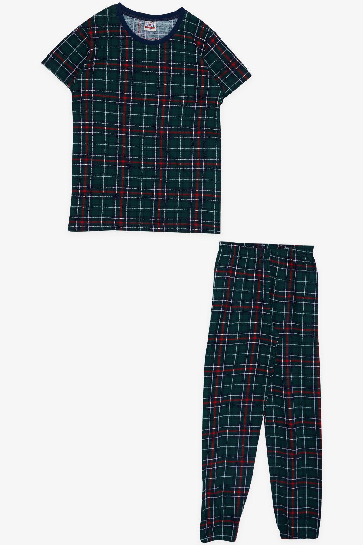 Breeze Erkek Çocuk Pijama Takımı Ekose Desenli Yeşil (4-8 Yaş)