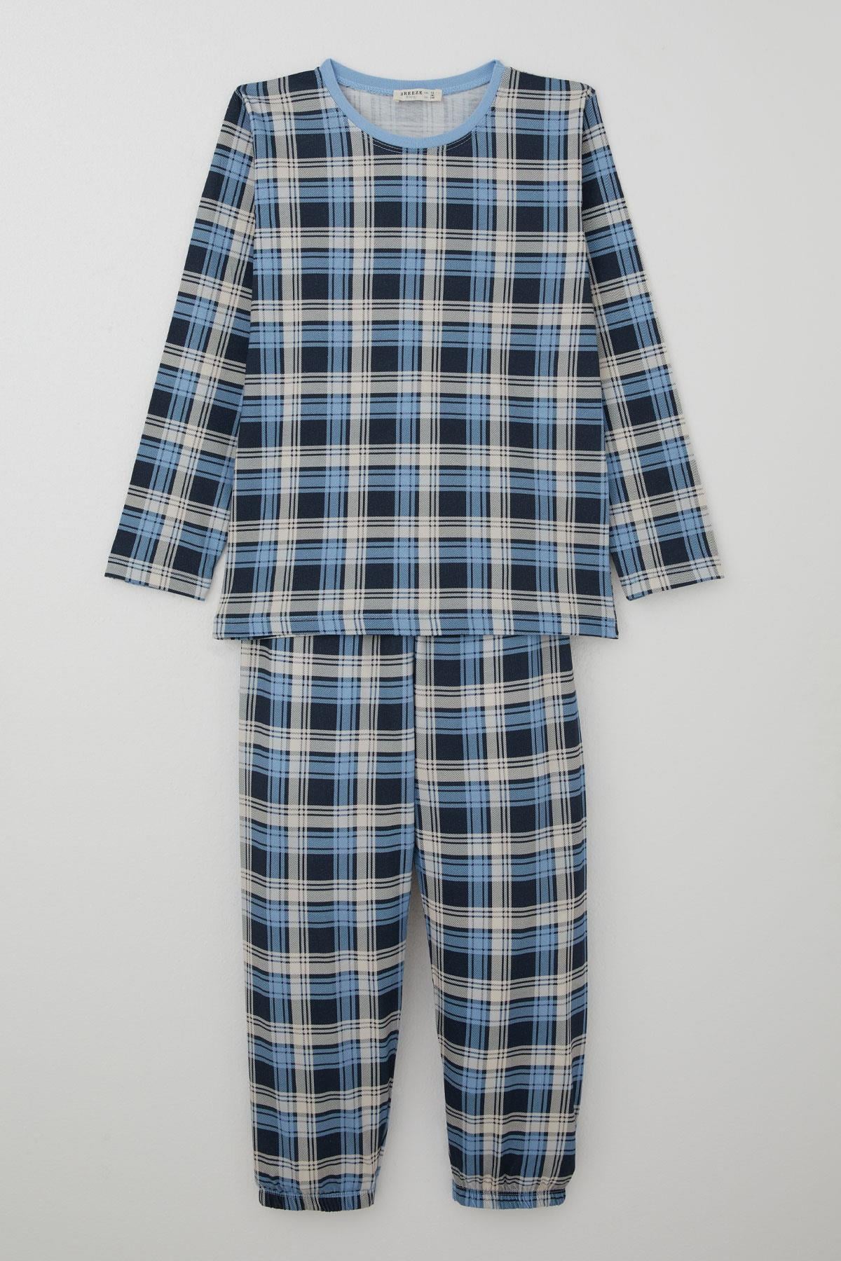 Breeze Erkek Çocuk Pijama Takımı Ekose Desenli Karışık Renk (9-12 Yaş)