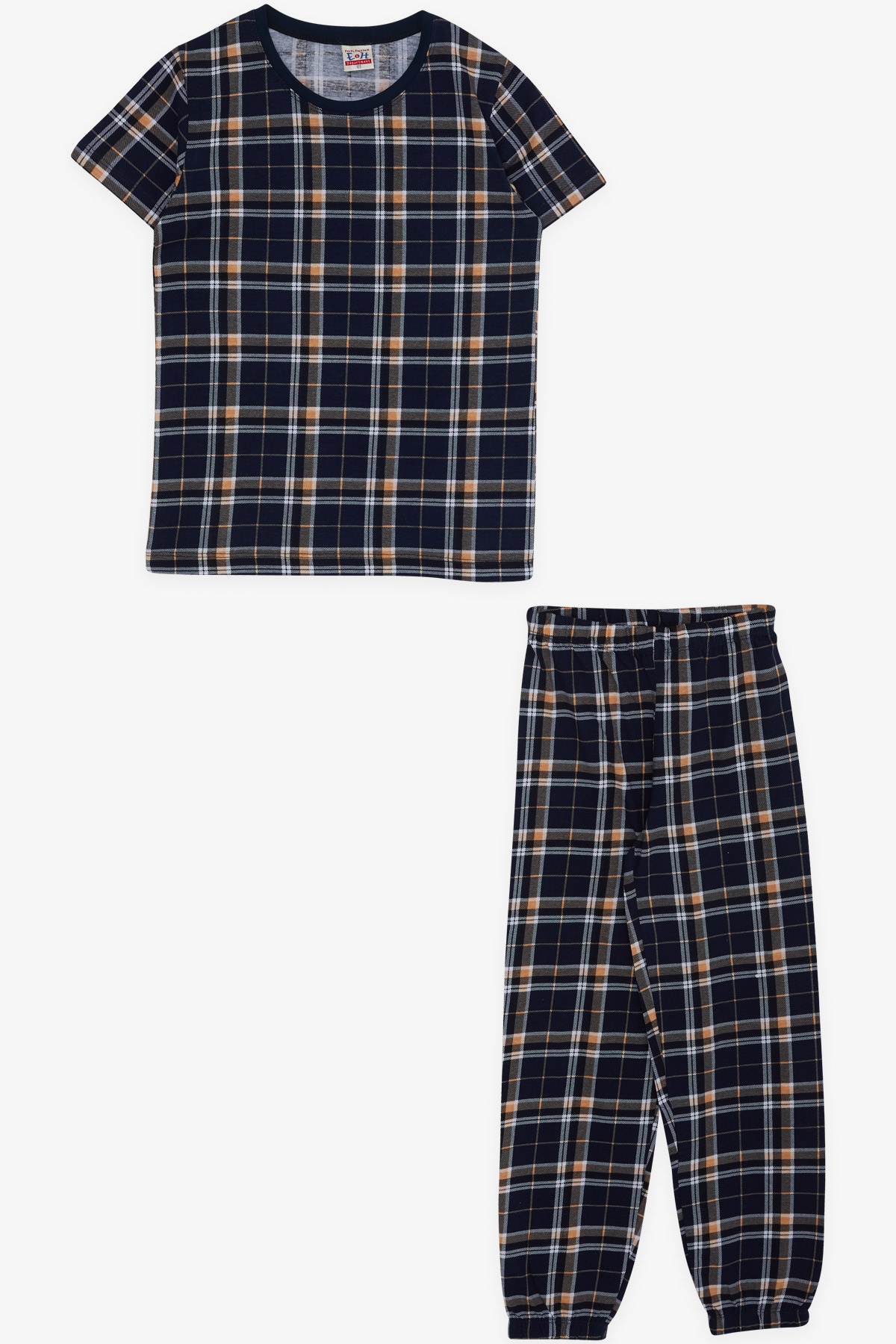 Breeze Erkek Çocuk Pijama Takımı Ekose Desenli Lacivert (4-7 Yaş)