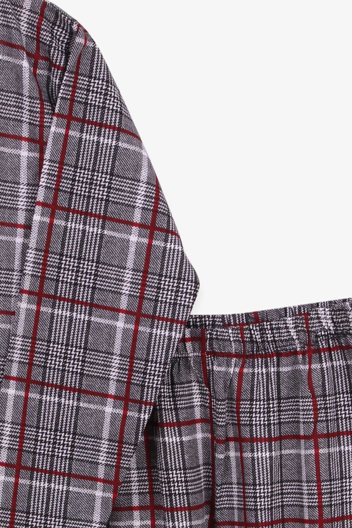 Breeze Erkek Çocuk Pijama Takımı Ekoseli Siyah Melanj (9-14 Yaş)