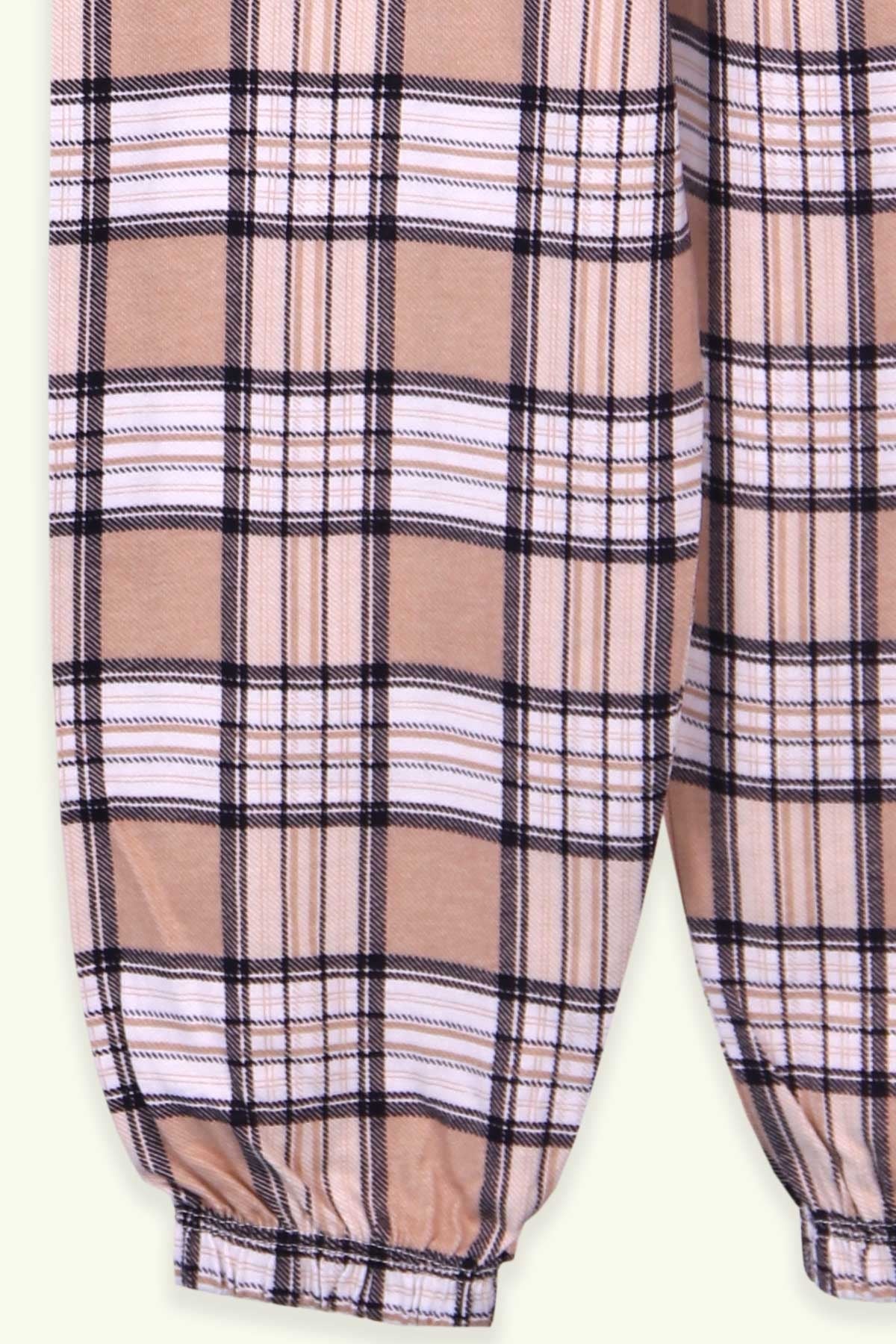 Breeze Erkek Çocuk Pijama Takımı Ekoseli Açık Kahverengi (4-8 Yaş)