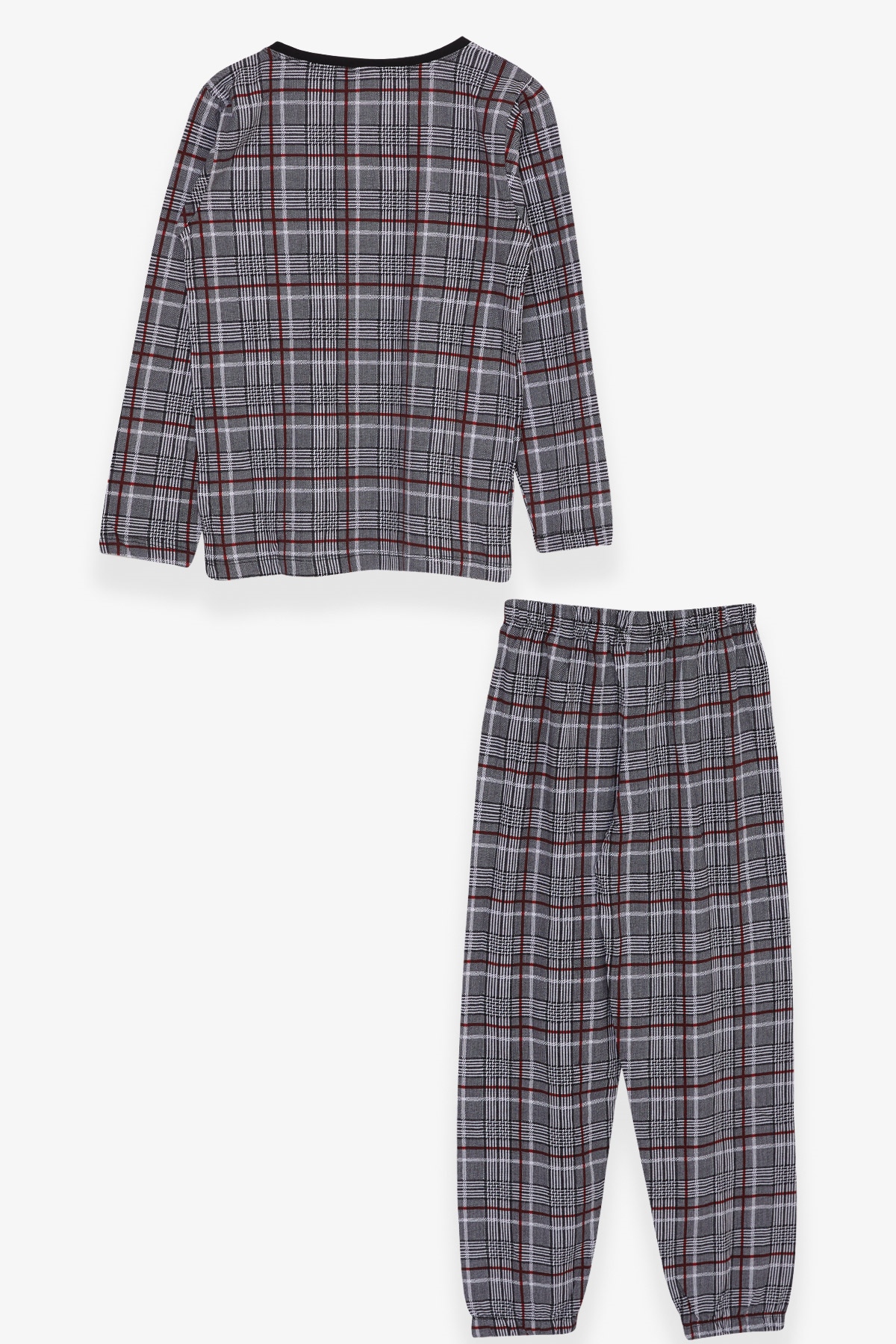 Breeze Erkek Çocuk Pijama Takımı Ekose Desenli Siyah Melanj (9-14 Yaş)