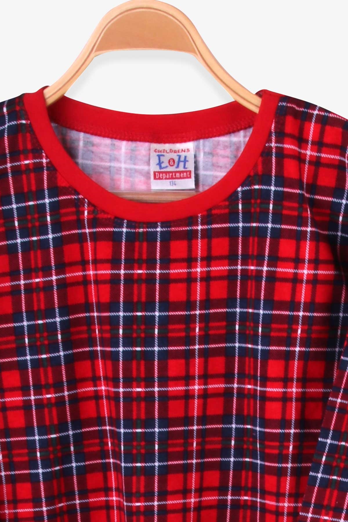 Breeze Erkek Çocuk Pijama Takımı Ekose Desenli Kırmızı (9-12 Yaş)