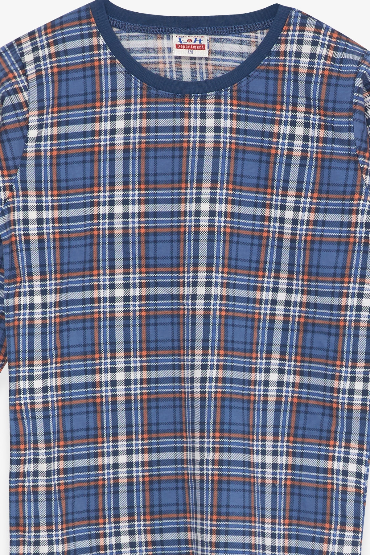 Breeze Erkek Çocuk Pijama Takımı Ekose Desenli Mavi (4-8 Yaş)