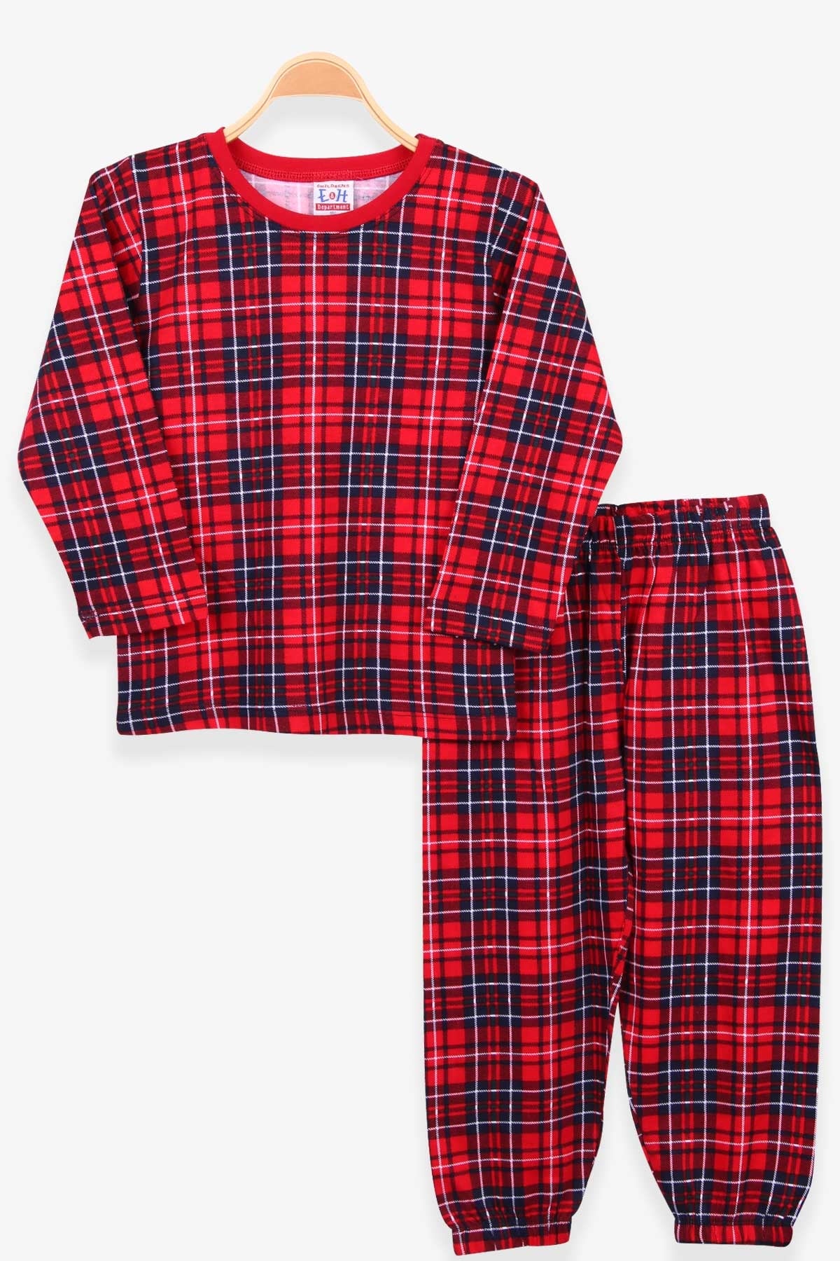 Breeze Erkek Çocuk Pijama Takımı Ekoseli Kırmızı (4-8 Yaş)