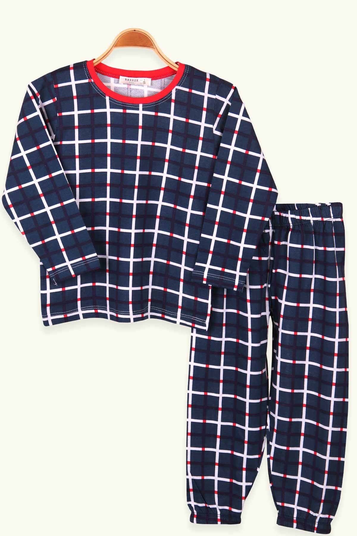 Breeze Erkek Çocuk Pijama Takımı Ekoseli Koyu Yeşil (4-8 Yaş)