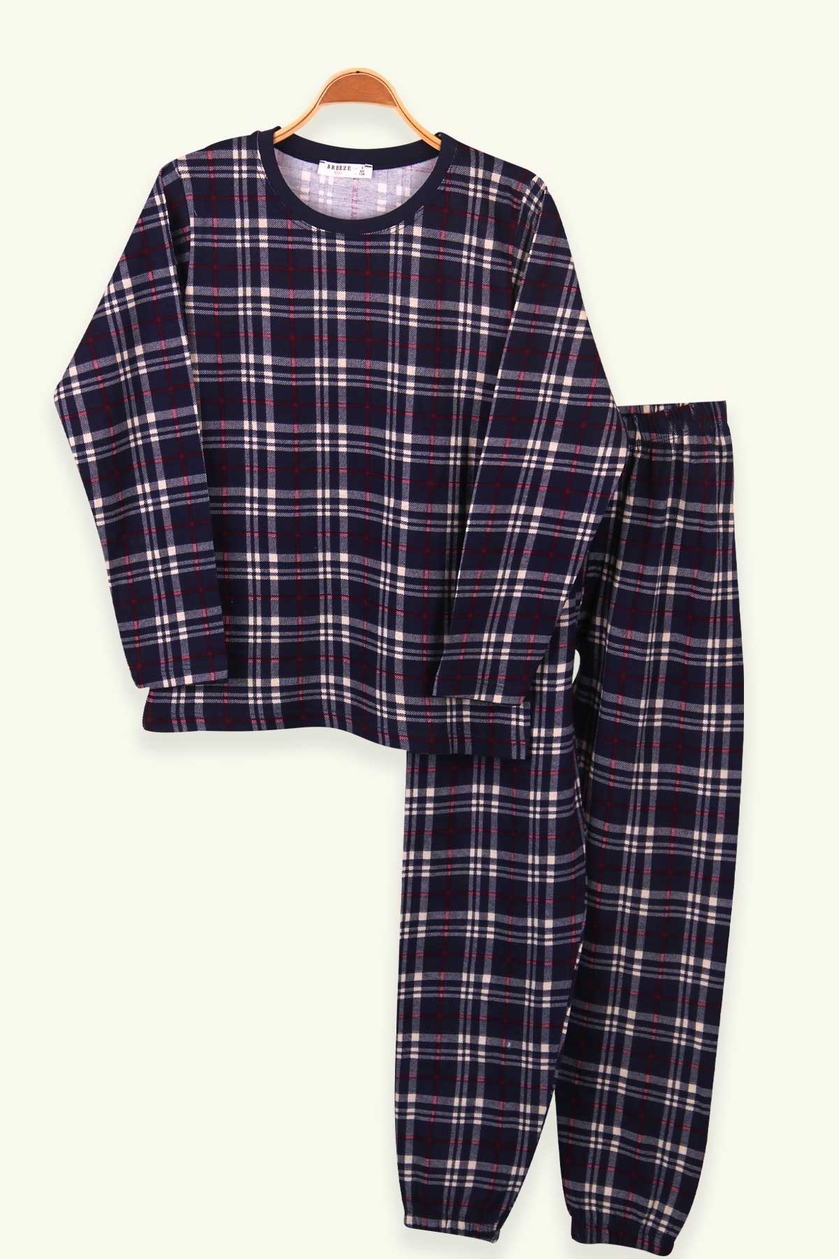 Breeze Erkek Çocuk Pijama Takımı Ekoseli Lacivert (9-12 Yaş)