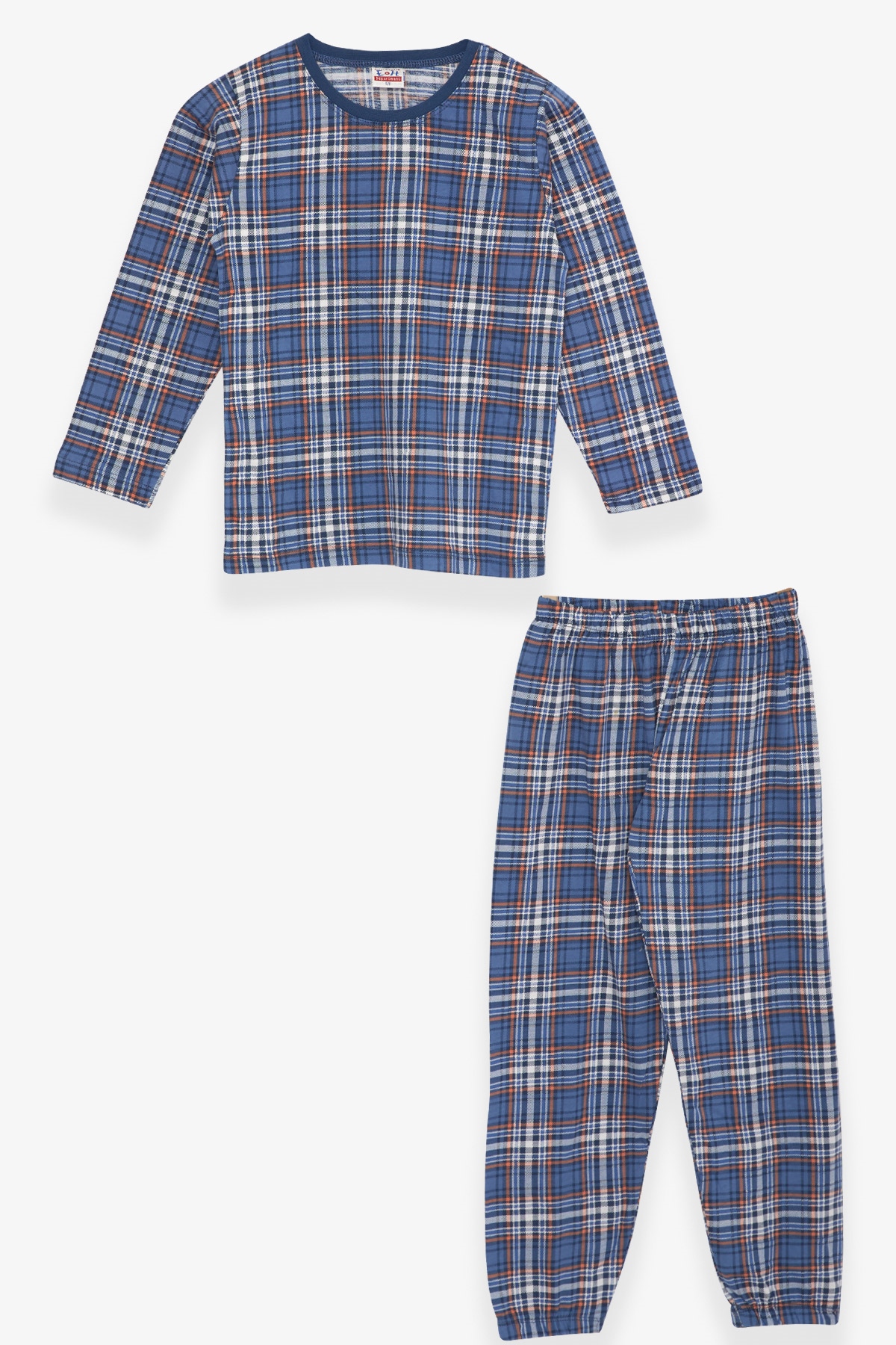 Breeze Erkek Çocuk Pijama Takımı Ekose Desenli Mavi (4-8 Yaş)