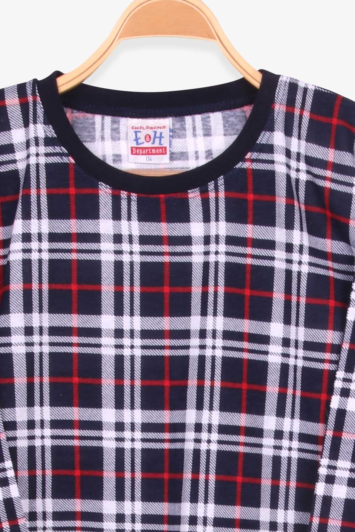 Breeze Erkek Çocuk Pijama Takımı Ekose Desenli Lacivert (9-12 Yaş)