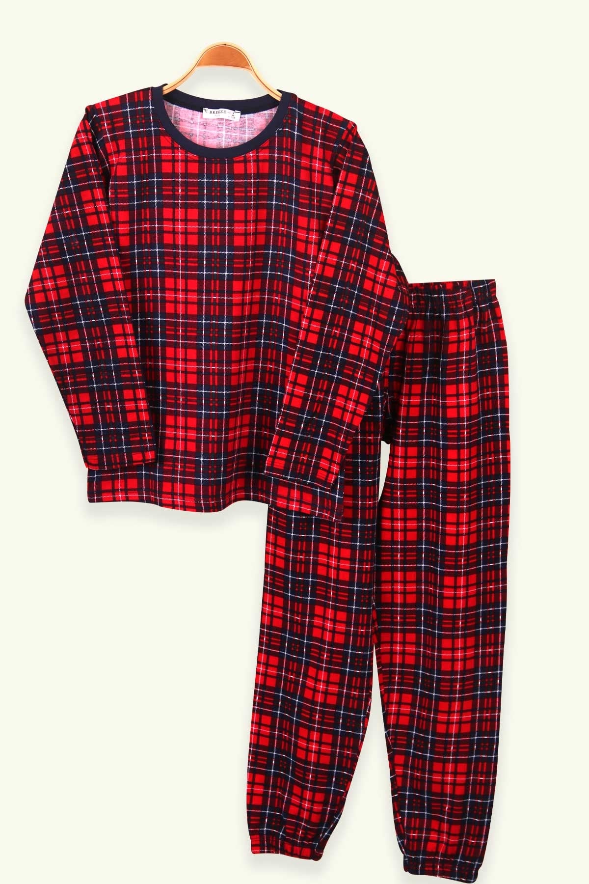 Breeze Erkek Çocuk Pijama Takımı Ekoseli Kırmızı (9-12 Yaş)