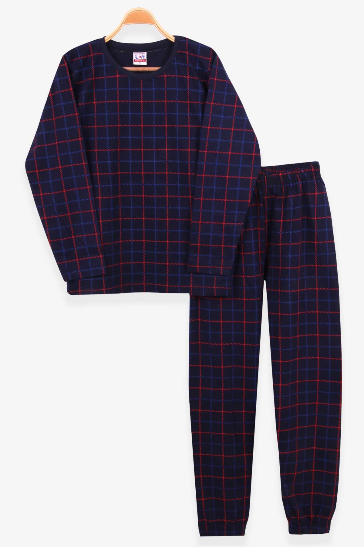 Breeze Erkek Çocuk Pijama Takımı Ekoseli Lacivert (9-14 Yaş)