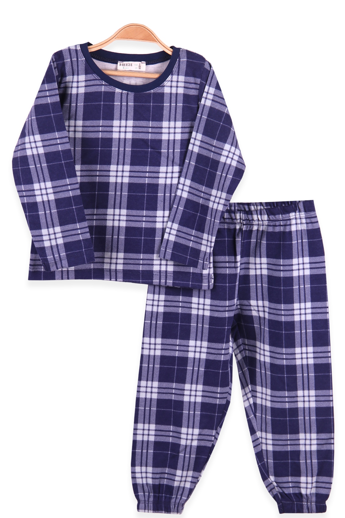 Breeze Erkek Çocuk Pijama Takımı Ekoseli Lacivert (2-6 Yaş)