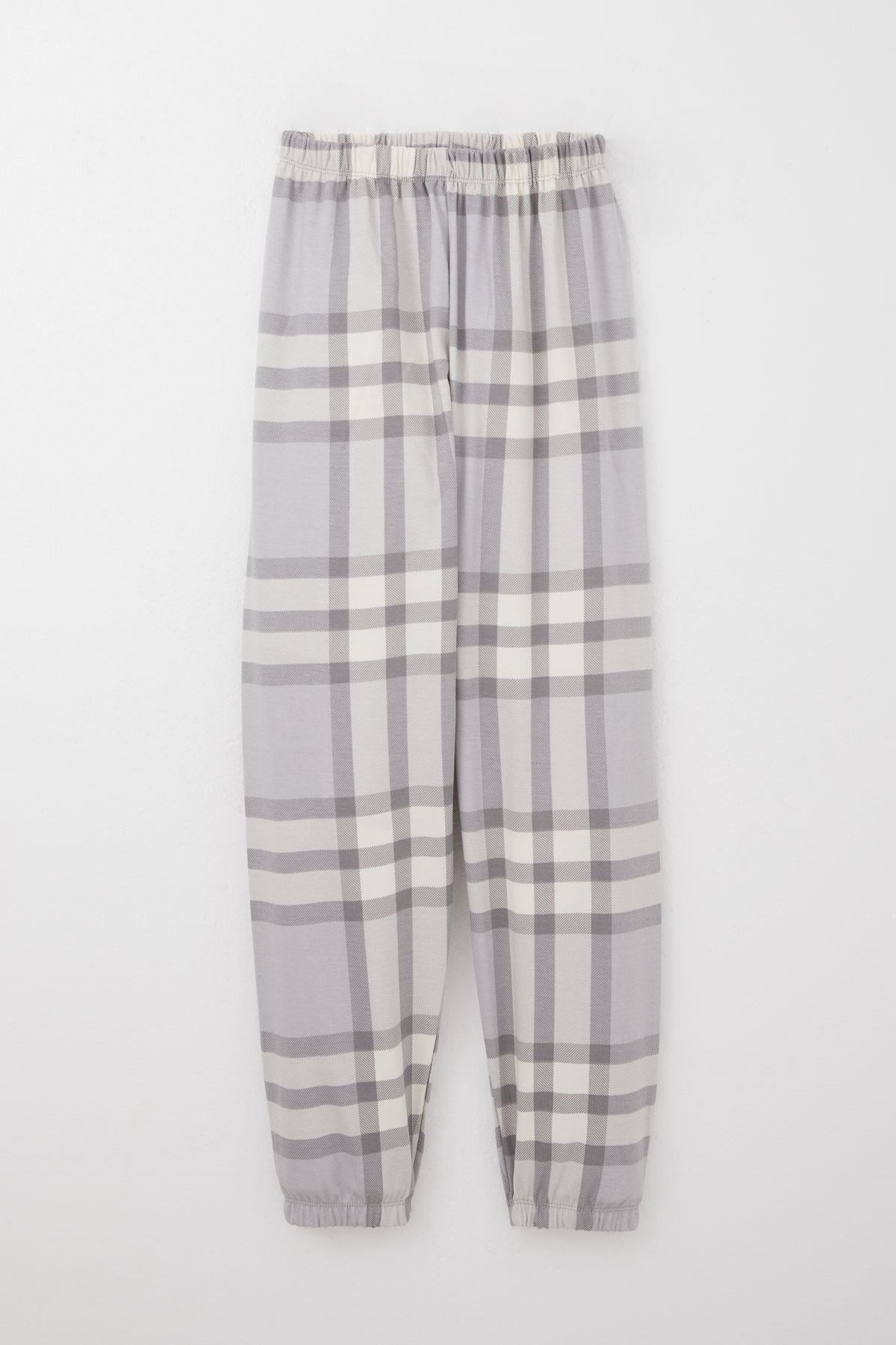 Breeze Erkek Çocuk Pijama Takımı Ekose Desenli Gri (9-12 Yaş)