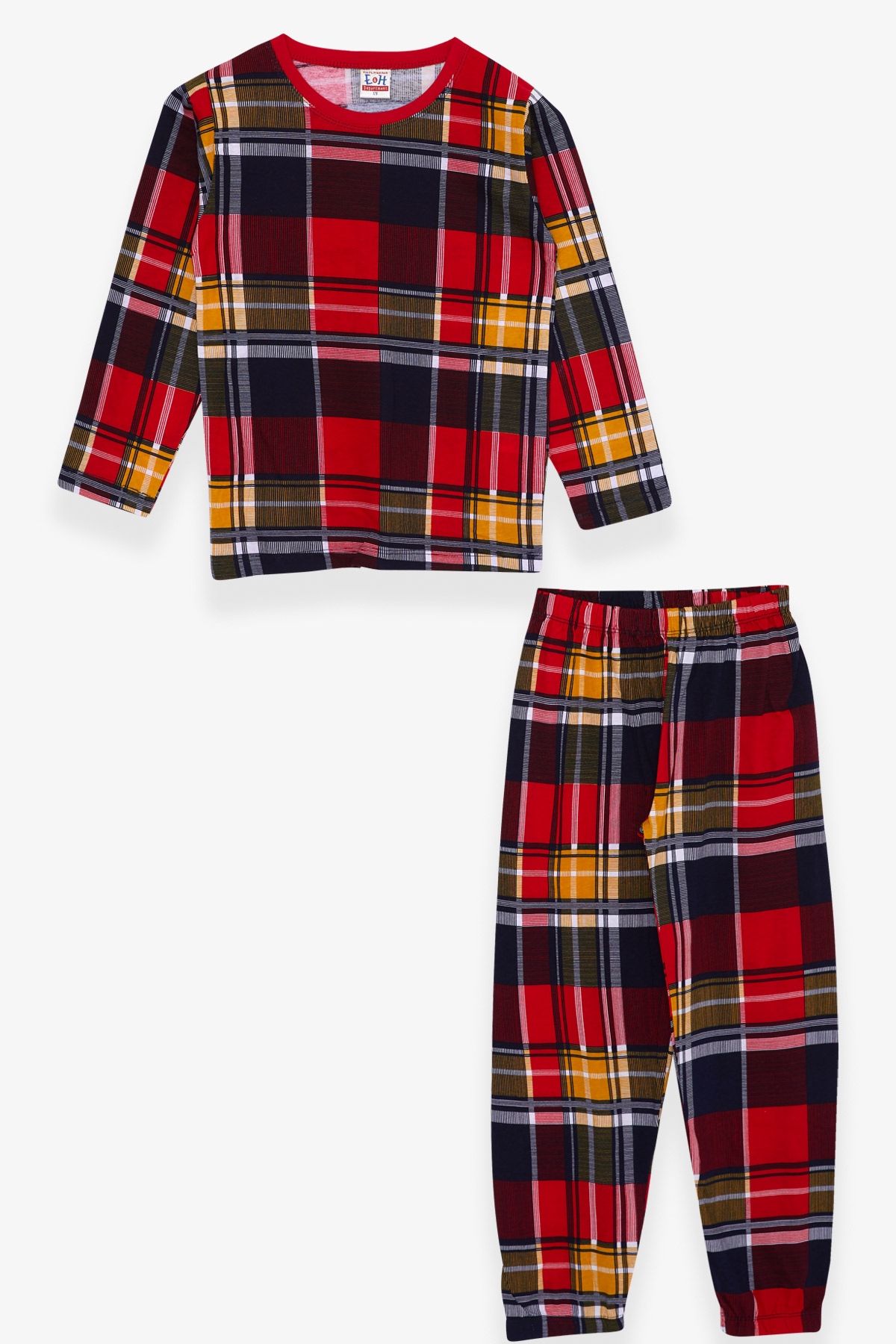 Breeze Erkek Çocuk Pijama Takımı Ekose Desenli Kırmızı (4-8 Yaş)