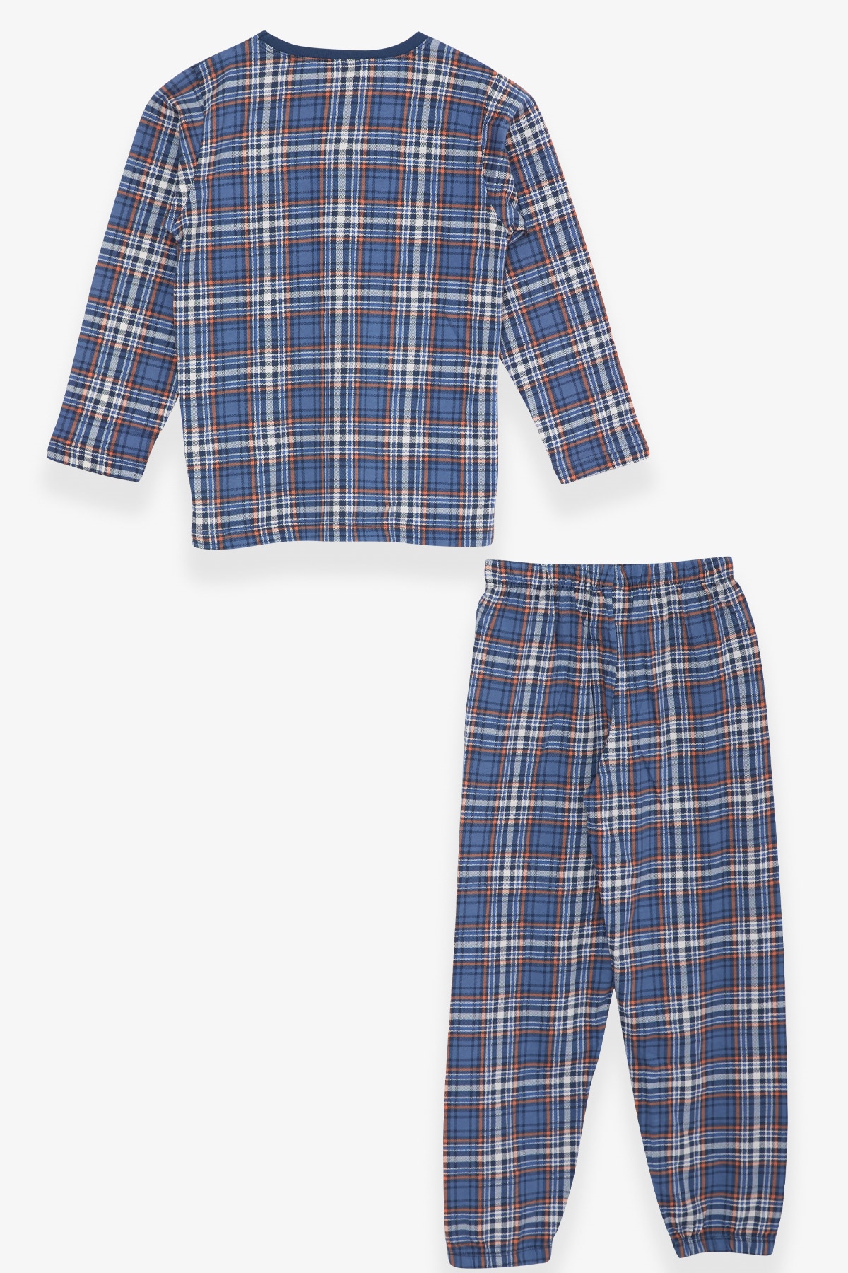Breeze Erkek Çocuk Pijama Takımı Ekose Desenli Mavi (4-8 Yaş)