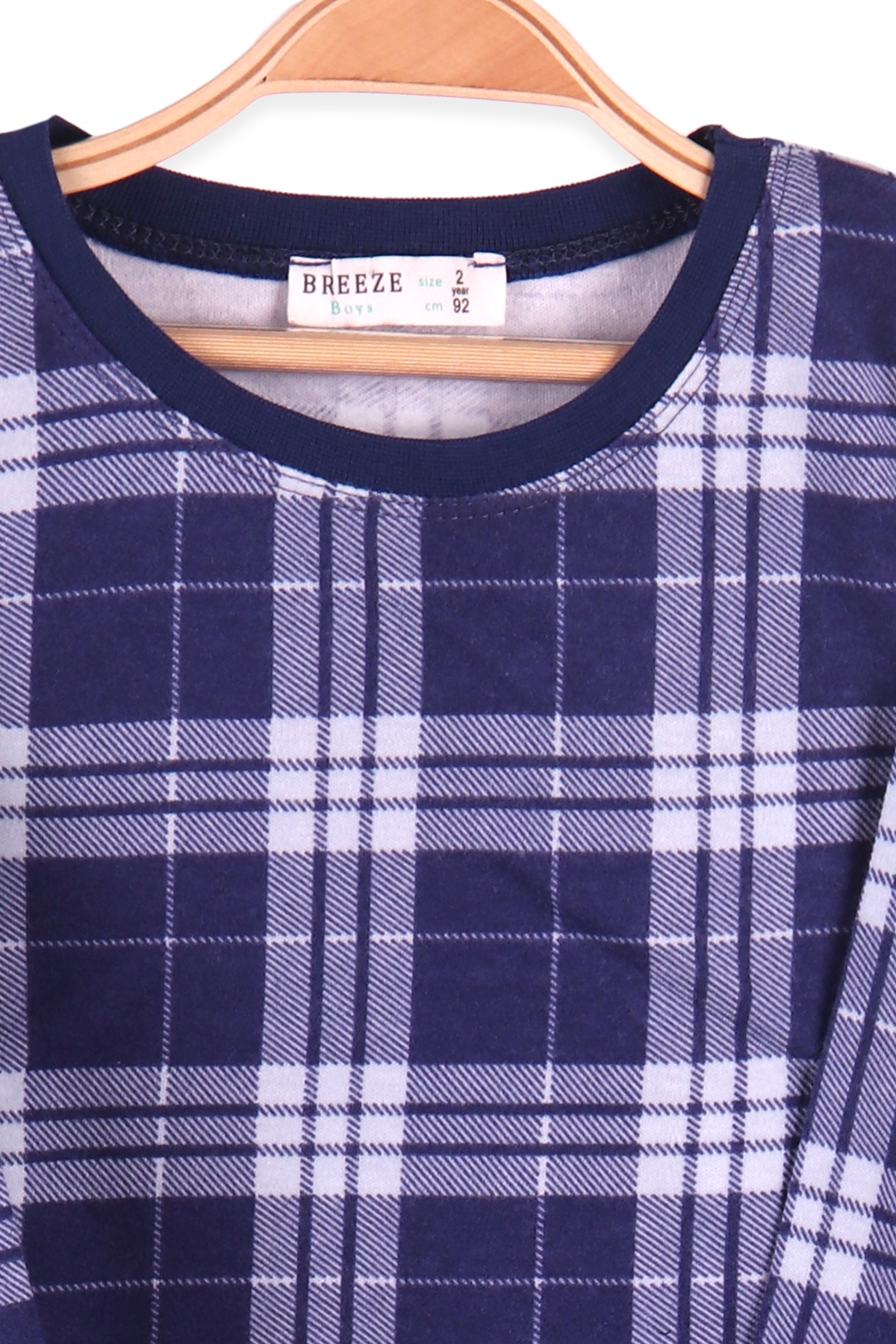 Breeze Erkek Çocuk Pijama Takımı Ekoseli Lacivert (2-6 Yaş)