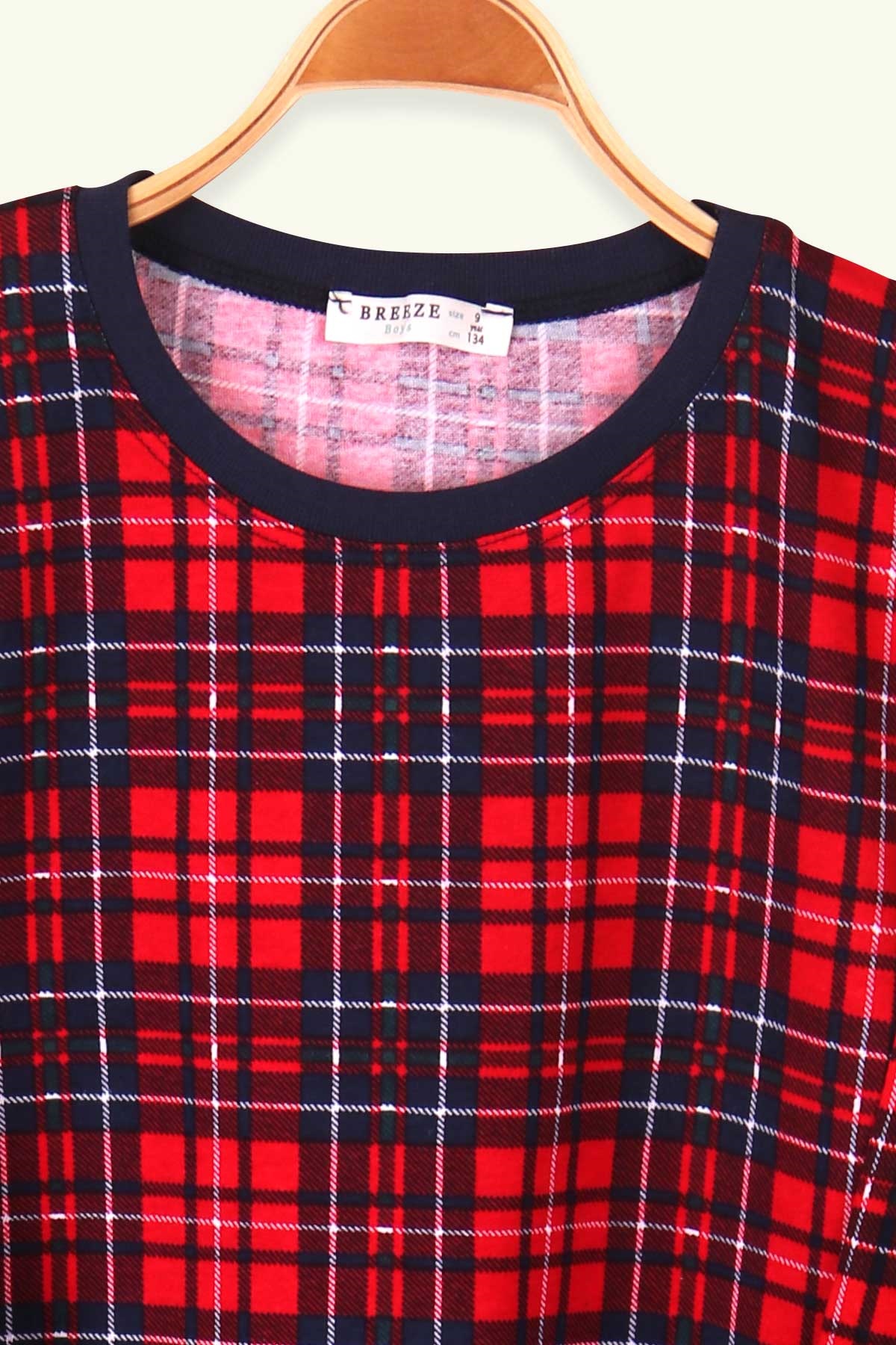 Breeze Erkek Çocuk Pijama Takımı Ekoseli Kırmızı (9-12 Yaş)