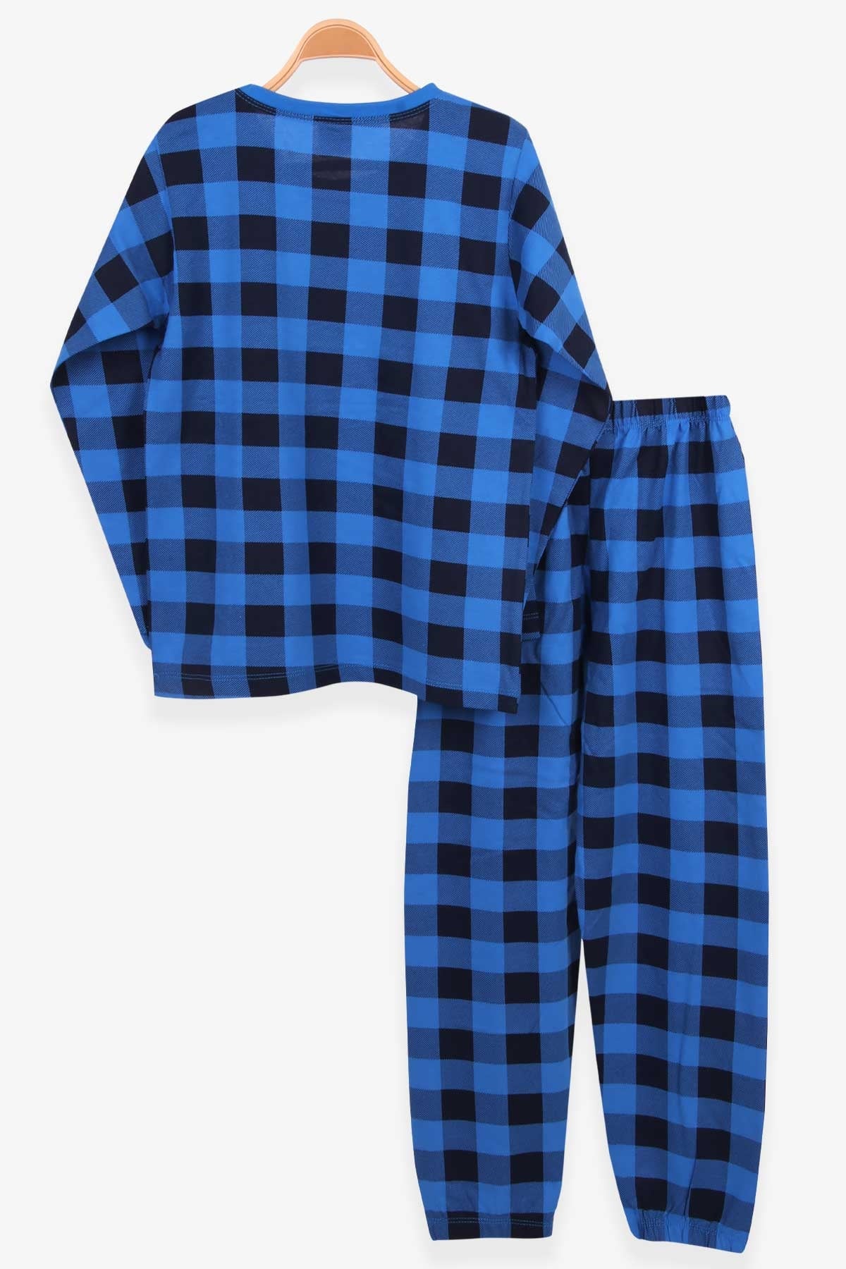 Breeze Erkek Çocuk Pijama Takımı Ekoseli Saks Mavisi (10-14 Yaş)
