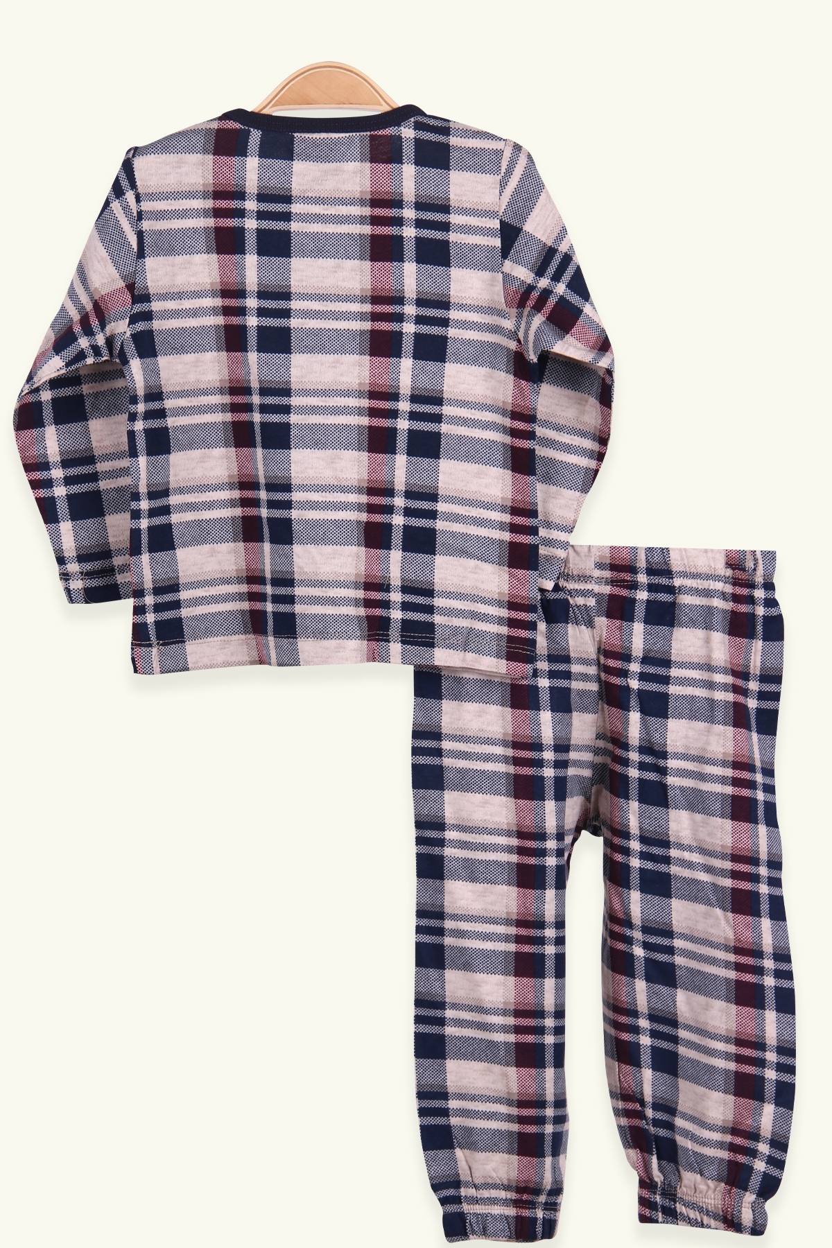 Breeze Erkek Çocuk Pijama Takımı Ekoseli Bej (1-4 Yaş)