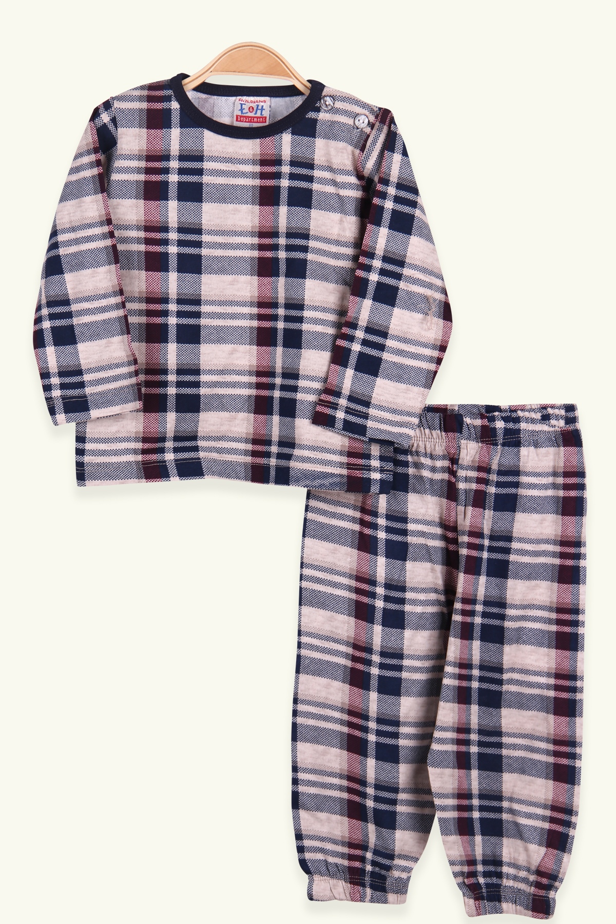 Breeze Erkek Çocuk Pijama Takımı Ekoseli Bej (1-4 Yaş)