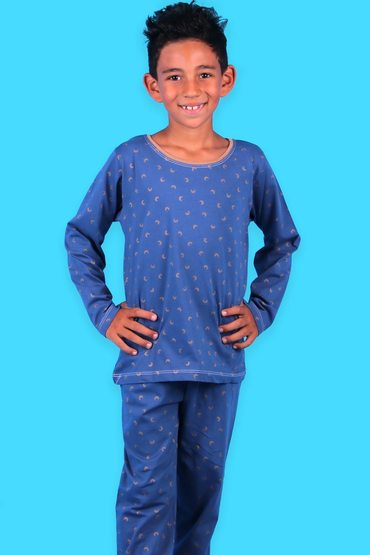 Breeze Erkek Çocuk Pijama Takımı Gece Temalı Koyu Mavi (6-10 Yaş)