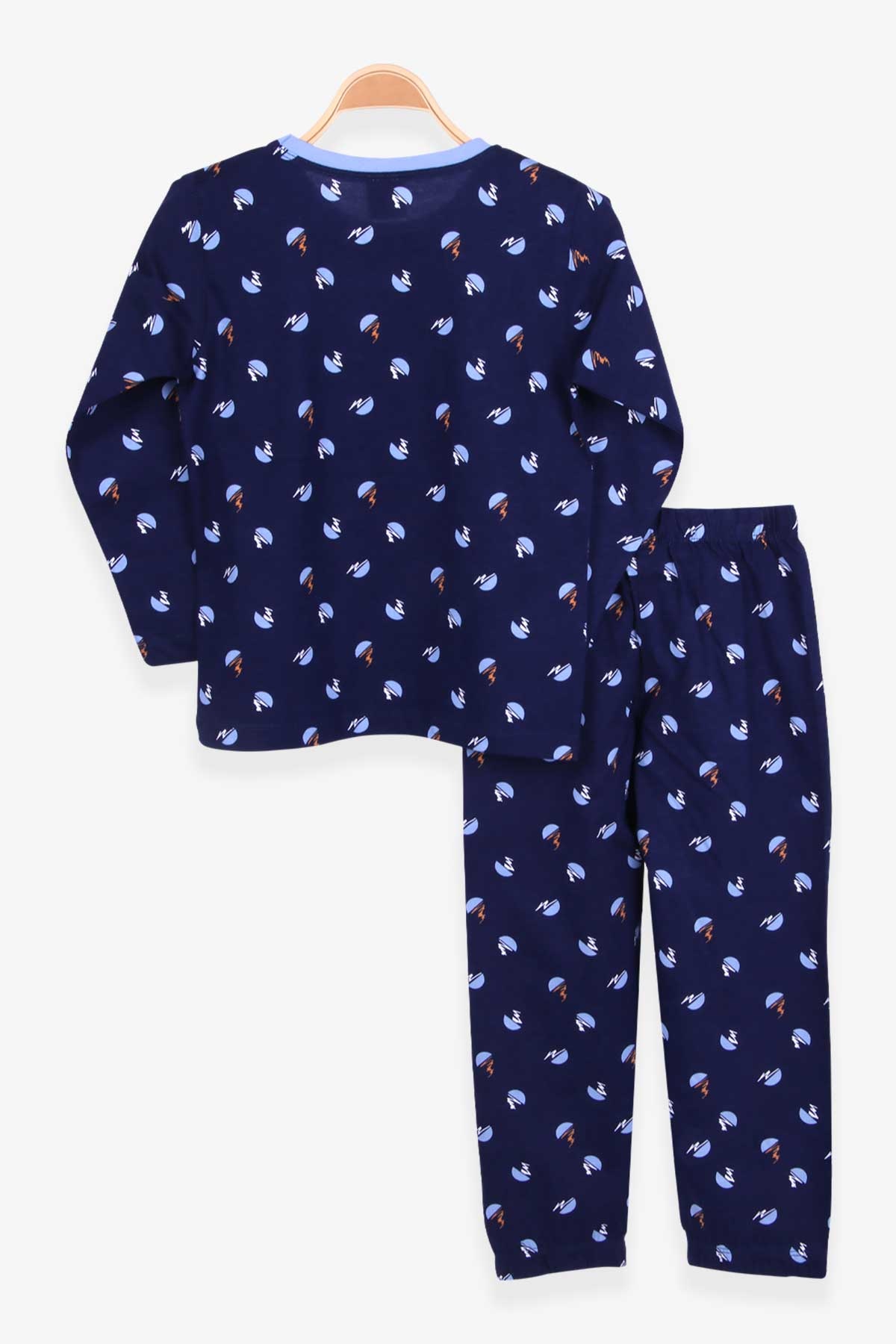 Breeze Erkek Çocuk Pijama Takımı Gün batımı Desenli Koyu Mavi (4-8 Yaş)