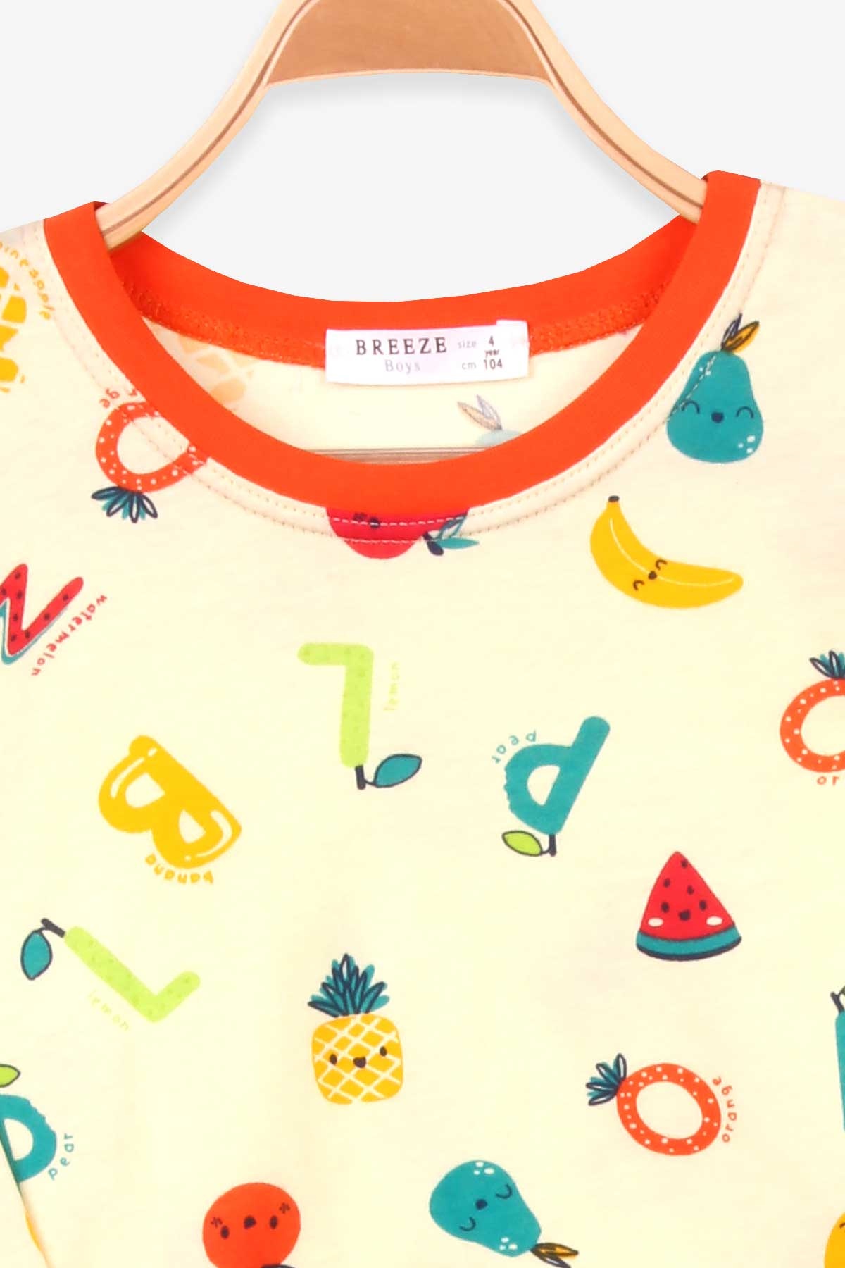 Breeze Erkek Çocuk Pijama Takımı Harf Desenli Sarı (4-8 Yaş)