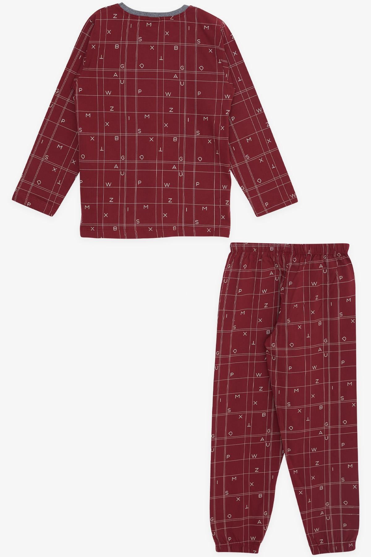Breeze Erkek Çocuk Pijama Takımı Harf Desenli Bordo (4-8 Yaş)