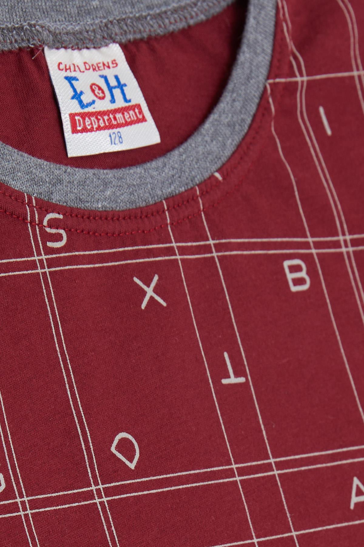 Breeze Erkek Çocuk Pijama Takımı Harf Desenli Bordo (4-8 Yaş)