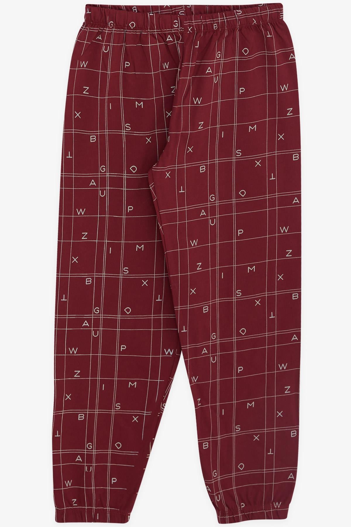 Breeze Erkek Çocuk Pijama Takımı Harf Desenli Bordo (4-8 Yaş)